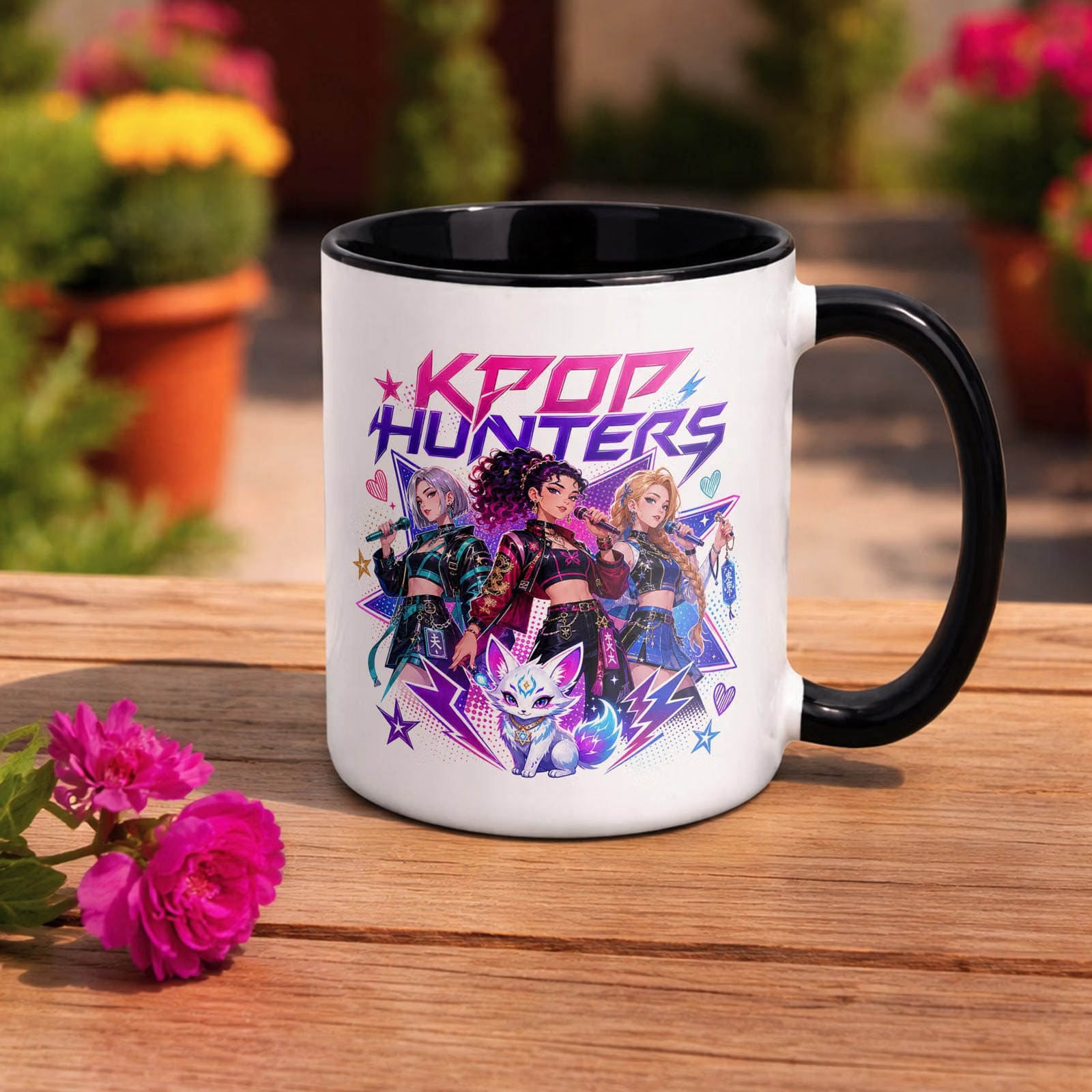 Kubek Czarny z nadrukiem ŁOWCZYNIE KPOP Dla Dzieci Prezent Upominek