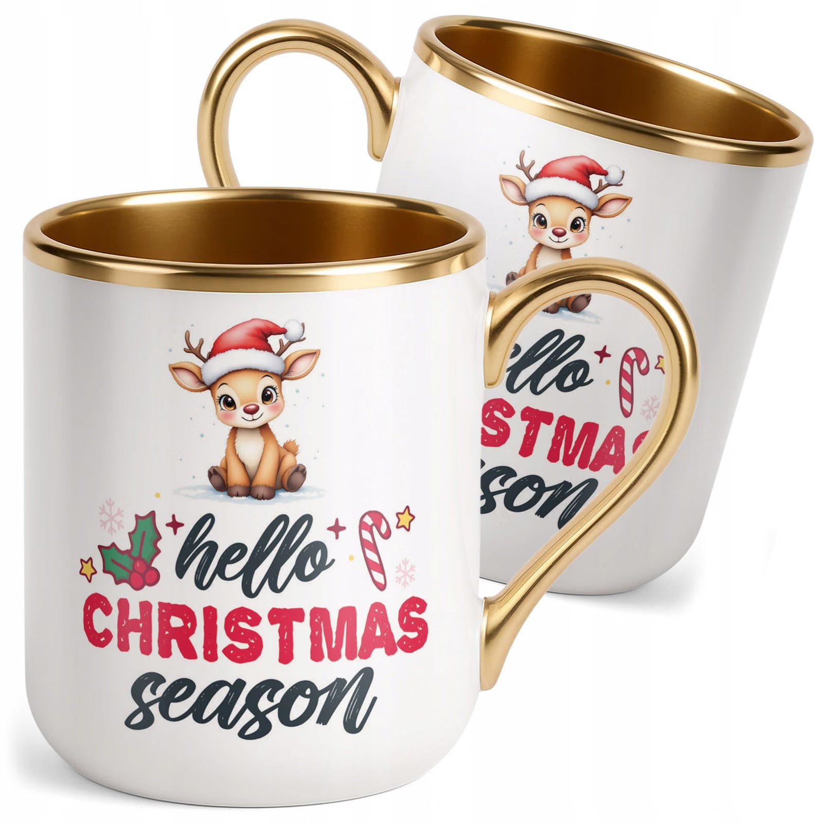 Kubek Premium Złoty Boże Narodzenie Hello Christmas Season Prezent