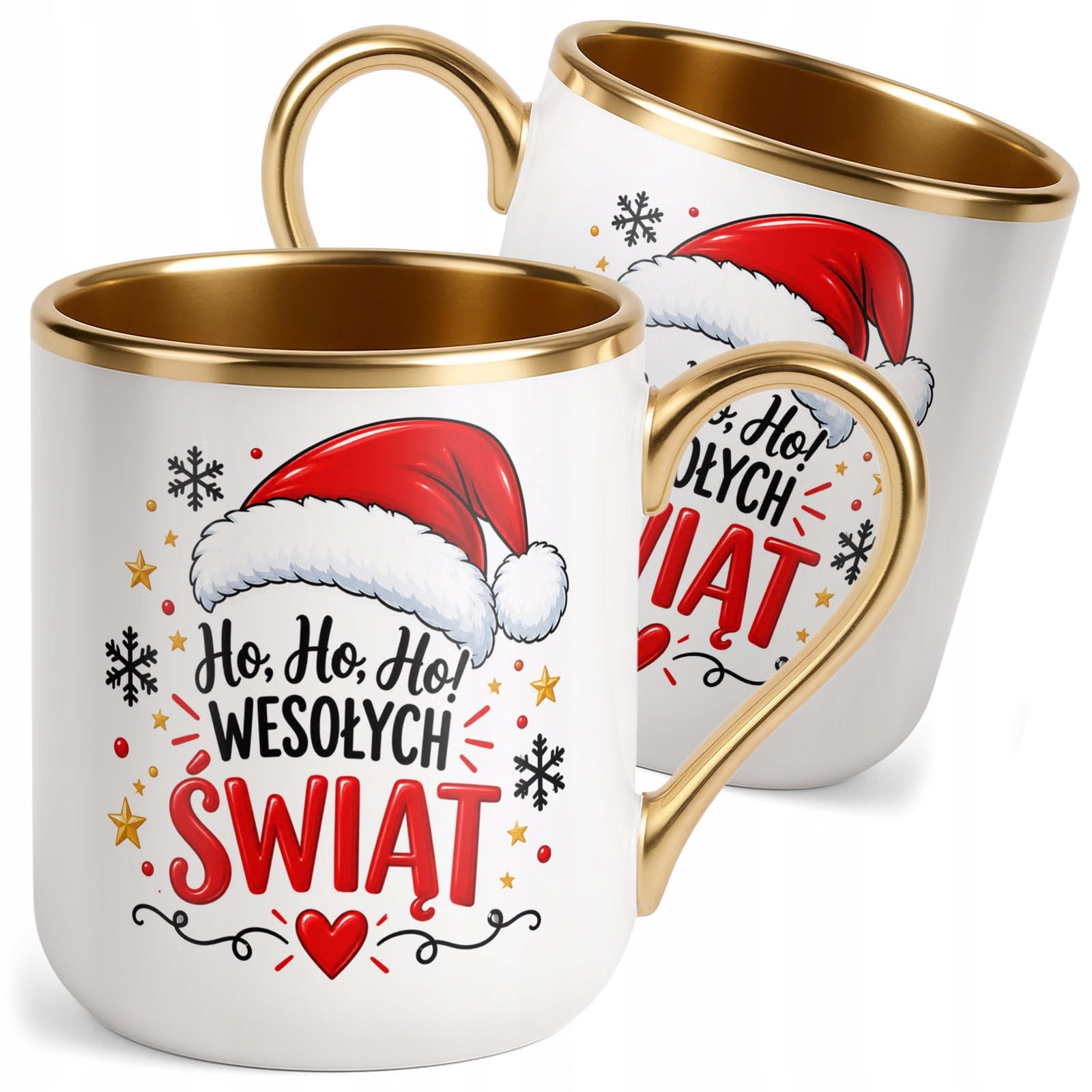Kubek Premium Złoty Boże Narodzenie Ho Ho Ho Wesołych Świąt Prezent
