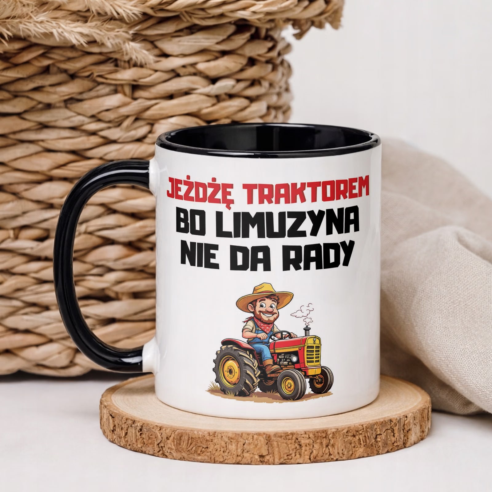 Kubek Czarny Rolnik Dla Rolnika Traktor Zabawny Prezent Upominek