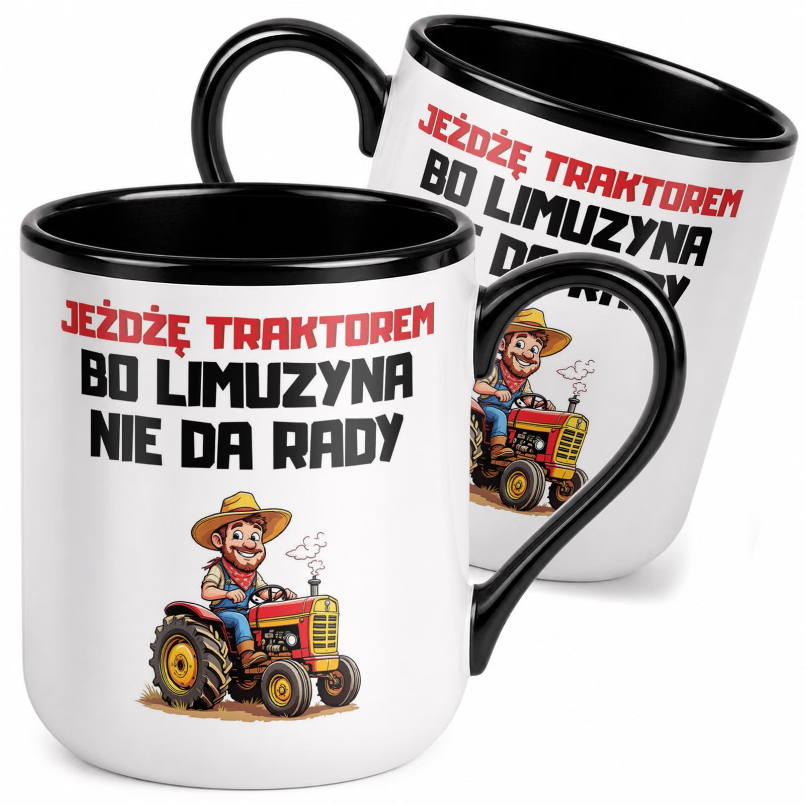 Kubek z nadrukiem Premium Czarny Dla Rolnika Gospodarza Upominek Prezent