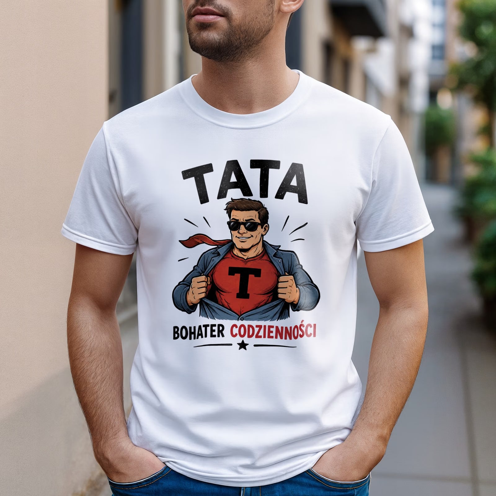 Koszulka biała męska Dzień Ojca prezent dla taty upominek dla taty r. S