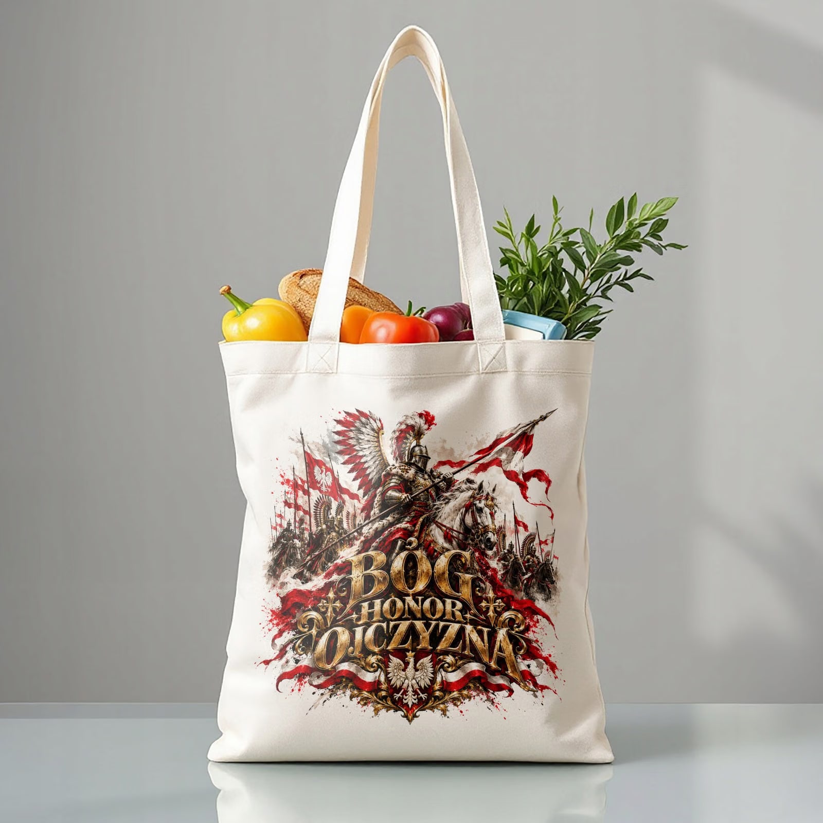 Torba shopper ecru premium patriotyczna święto niepodległości z nadrukiem