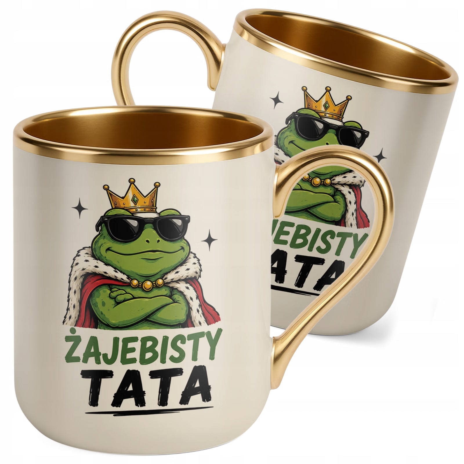 Kubek Premium Złoty Ecru upominek na Dzień Ojca prezent dla taty