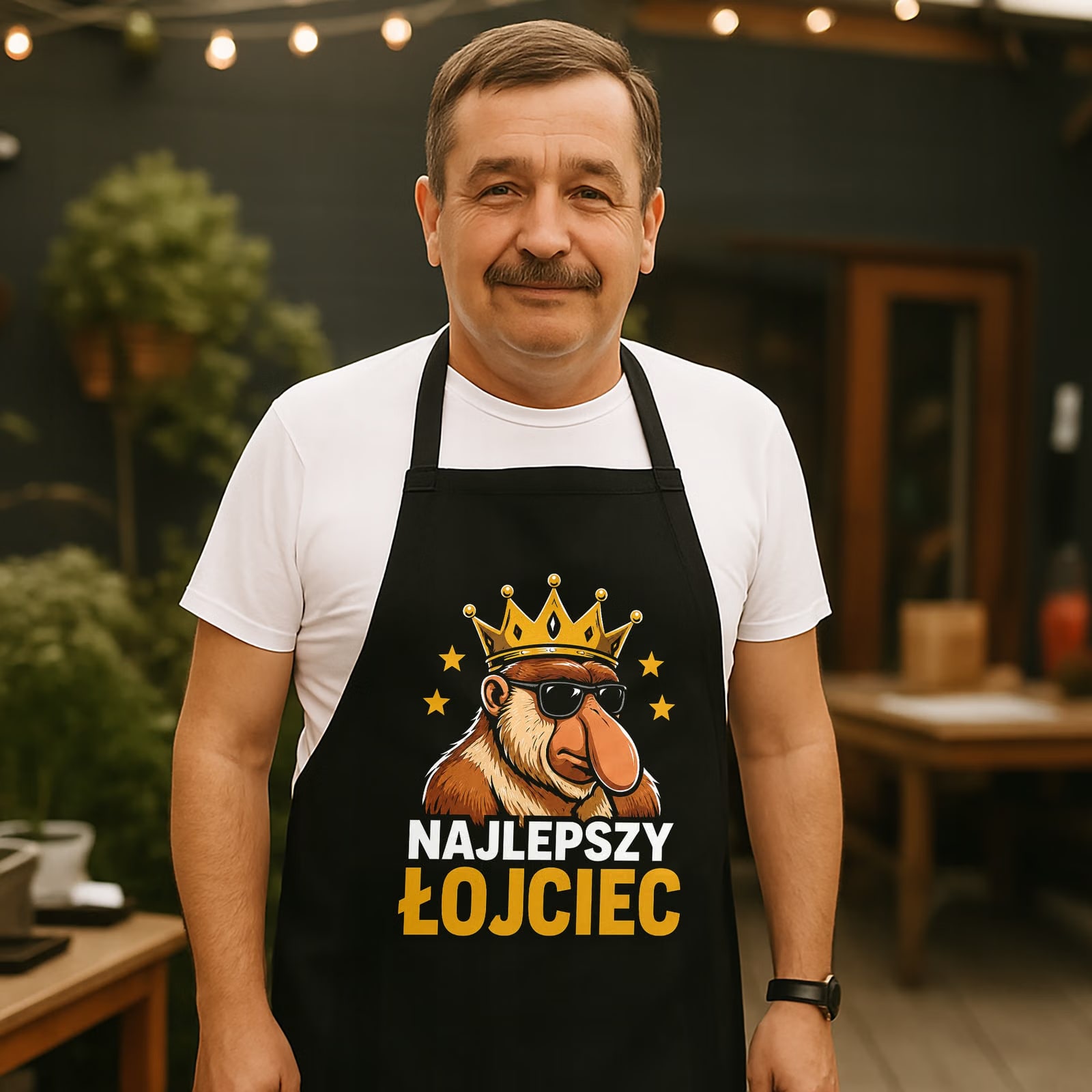 Fartuch czarny prezent dla taty na Dzień Ojca do gotowania i grillowania
