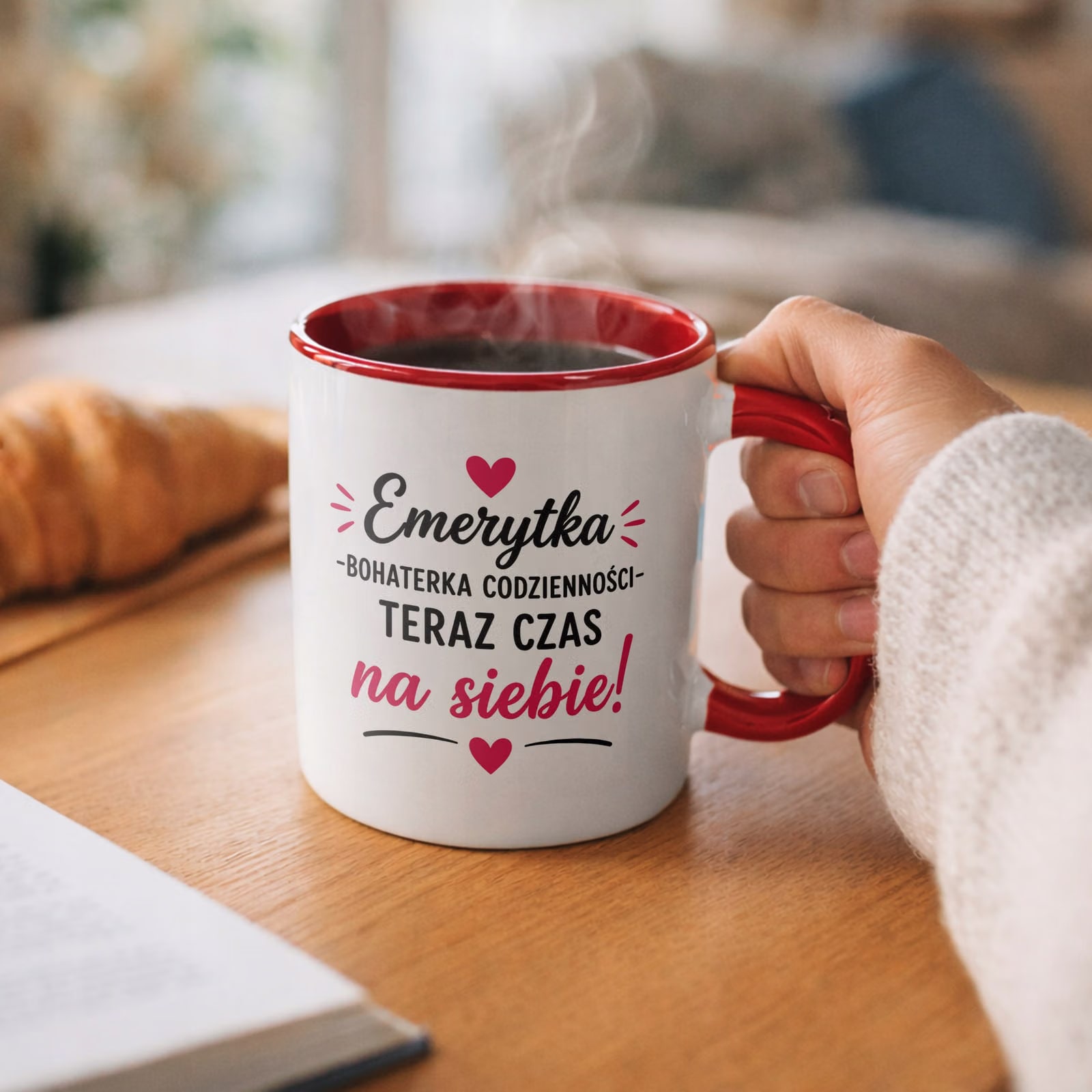Kubek Czerwony z nadrukiem Emerytura Dla Emerytki Upominek Prezent