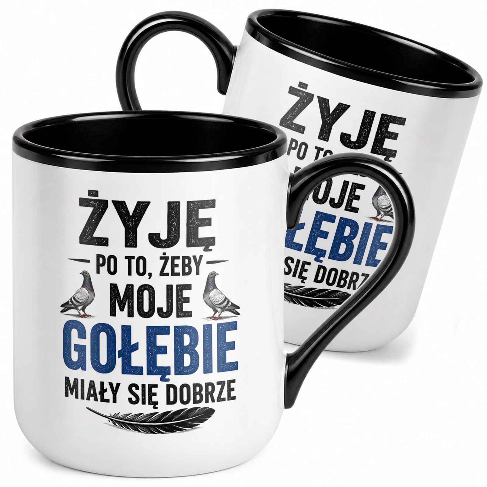 Kubek z nadrukiem Premium Czarny Dla Gołębiarza Hodowca Gołębi Prezent