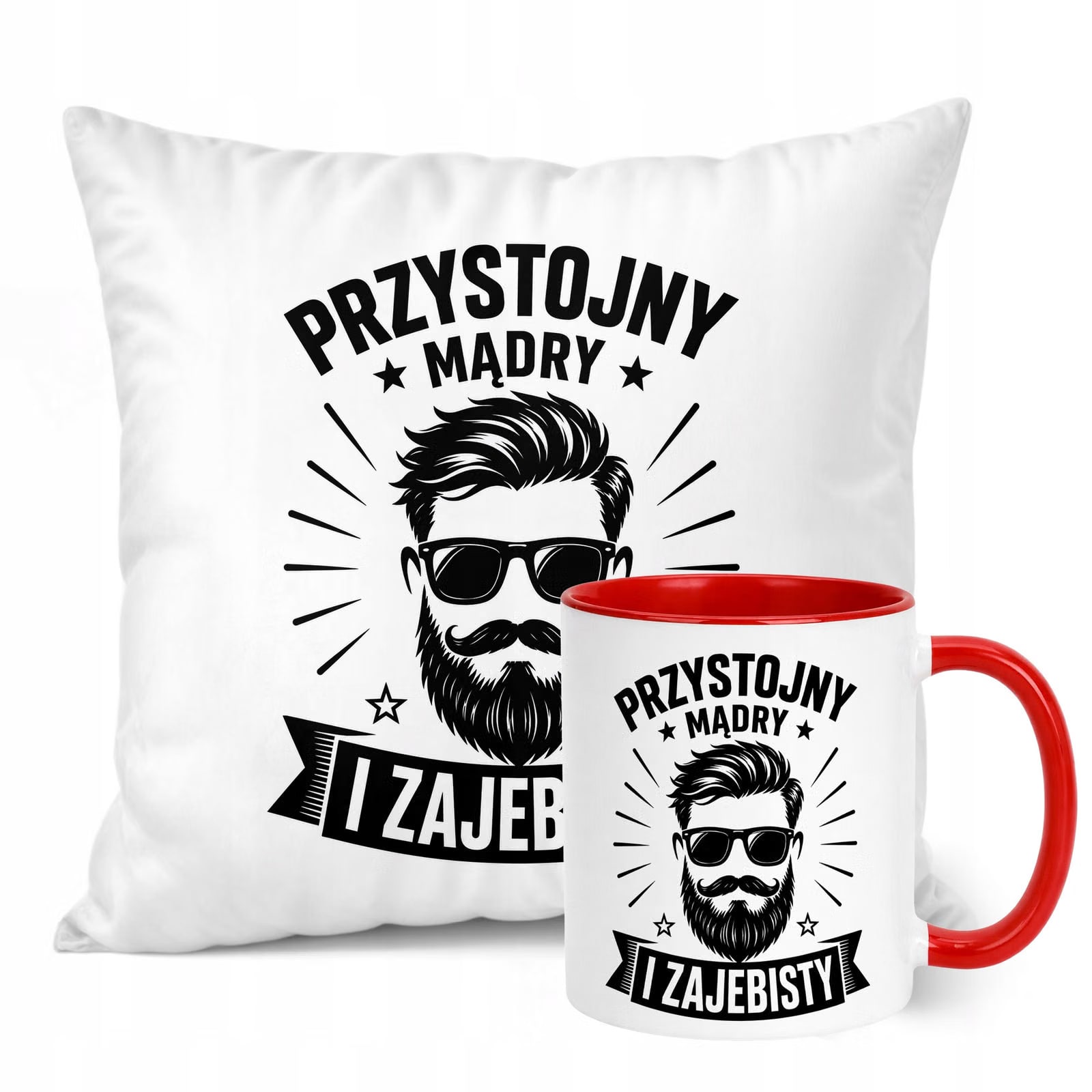 Zestaw Kubek Czerwony Poduszka Dzień Chłopaka Z Nadrukiem Prezent