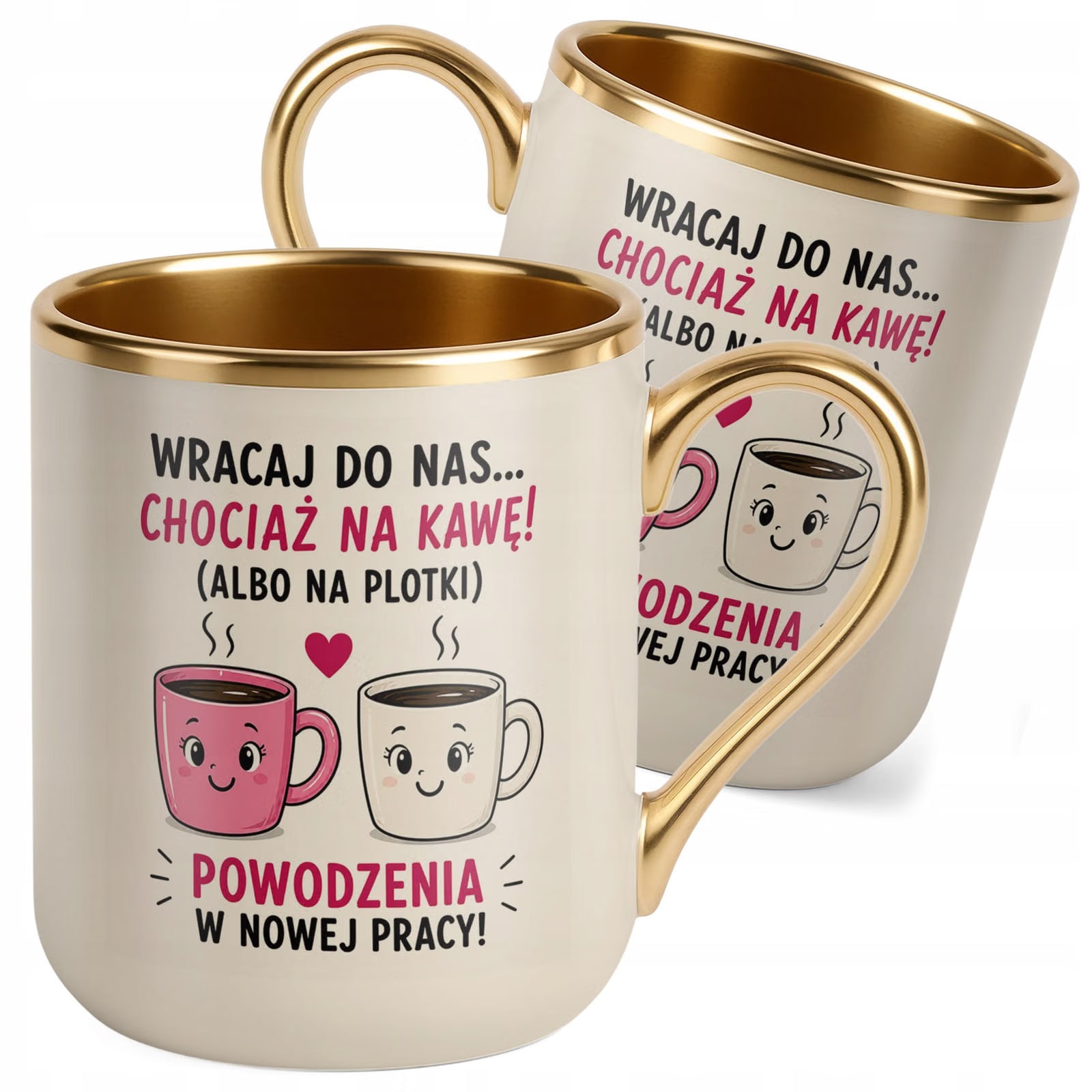 Kubek z nadrukiem Premium Złoty Ecru Pożegnanie Odejście z Pracy