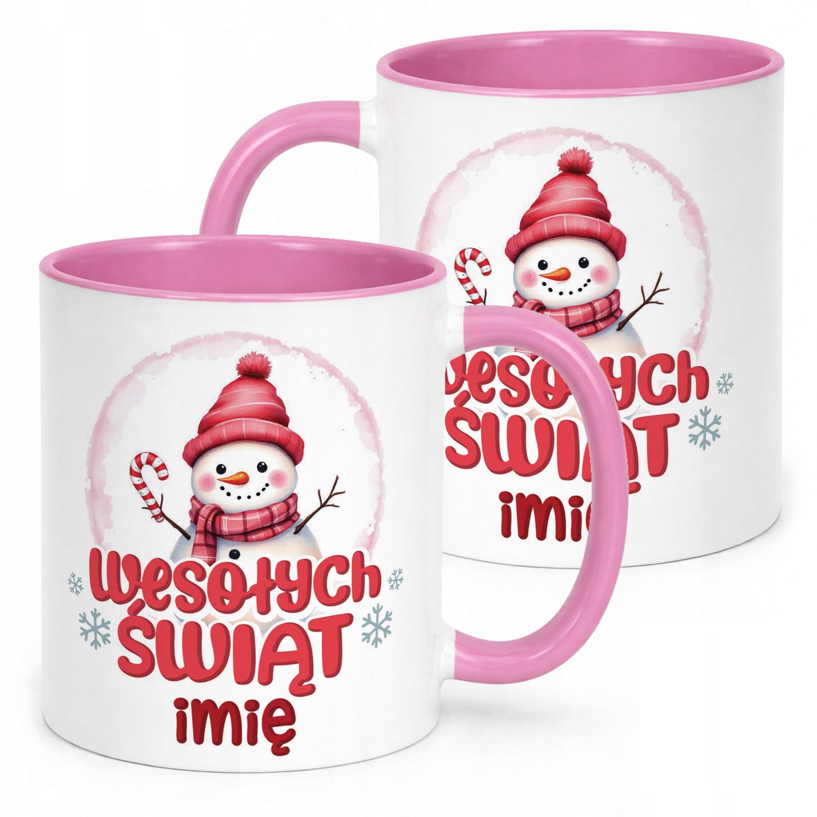 Kubek Różowy Personalizowany z Nadrukiem Boże Narodzenie Święta Prezent