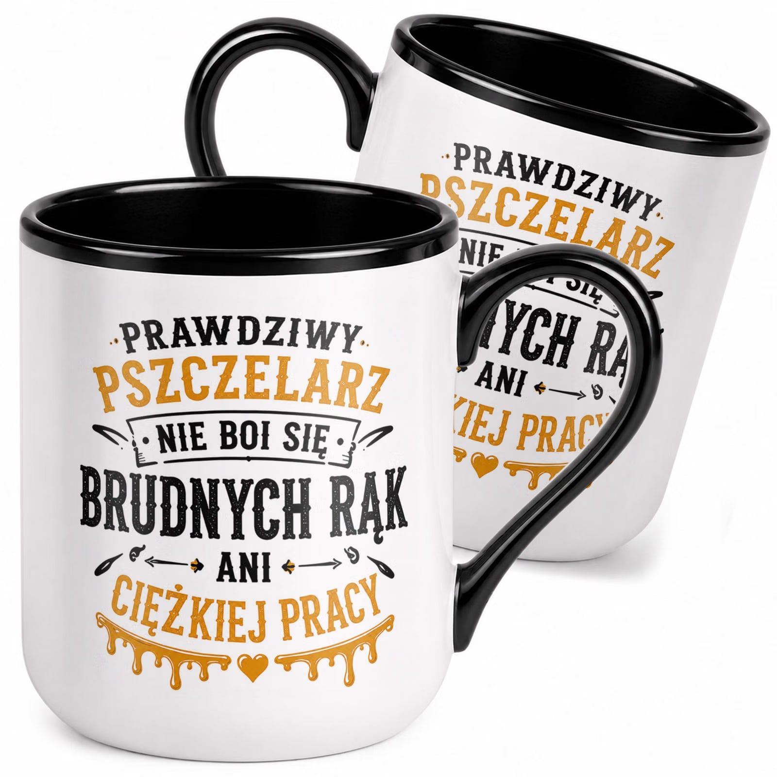 Kubek z nadrukiem Premium Czarny Dla Pszczelarza Szef Pasieki Prezent