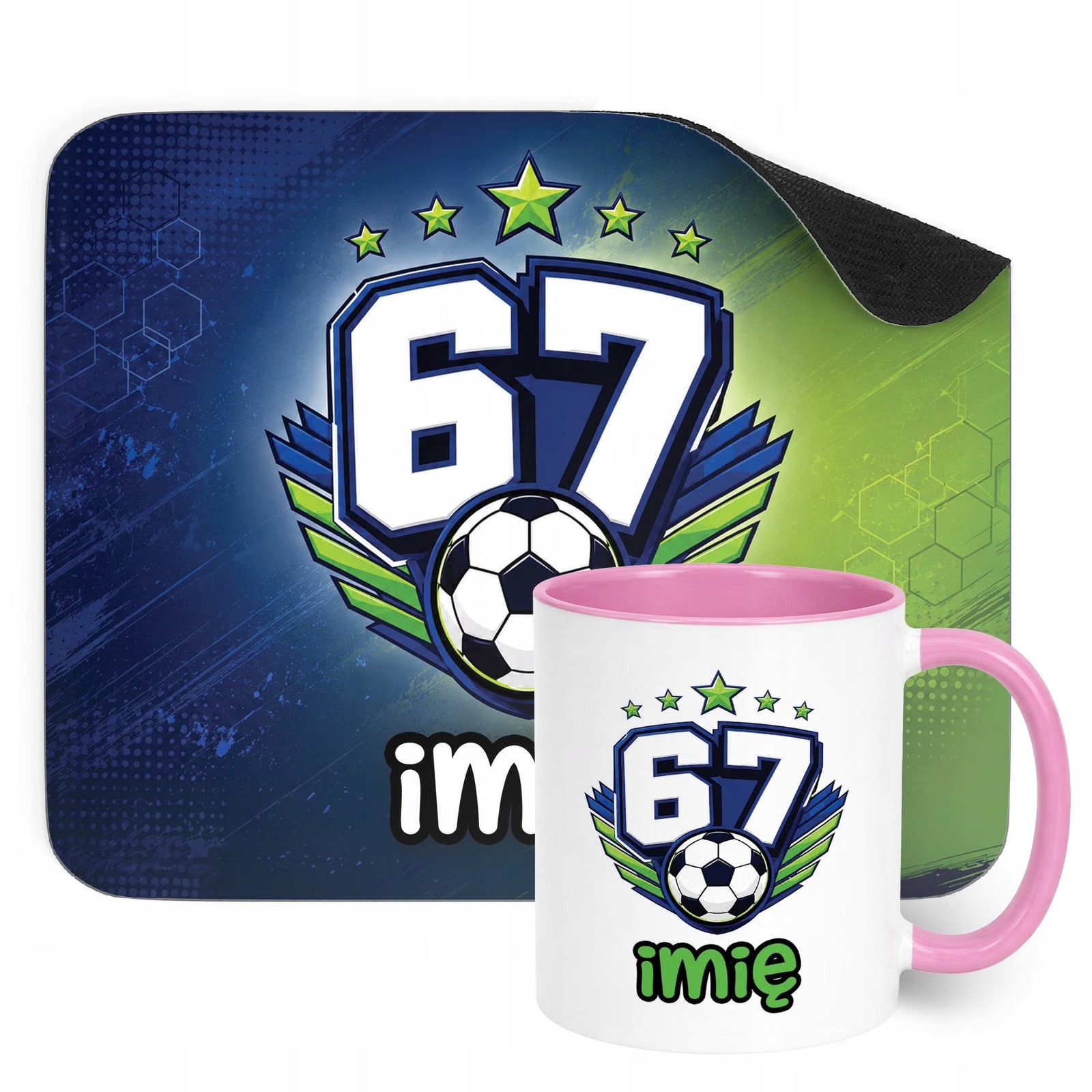 Zestaw personalizowany Kubek Różowy Podkładka pod mysz 67 Six Seven