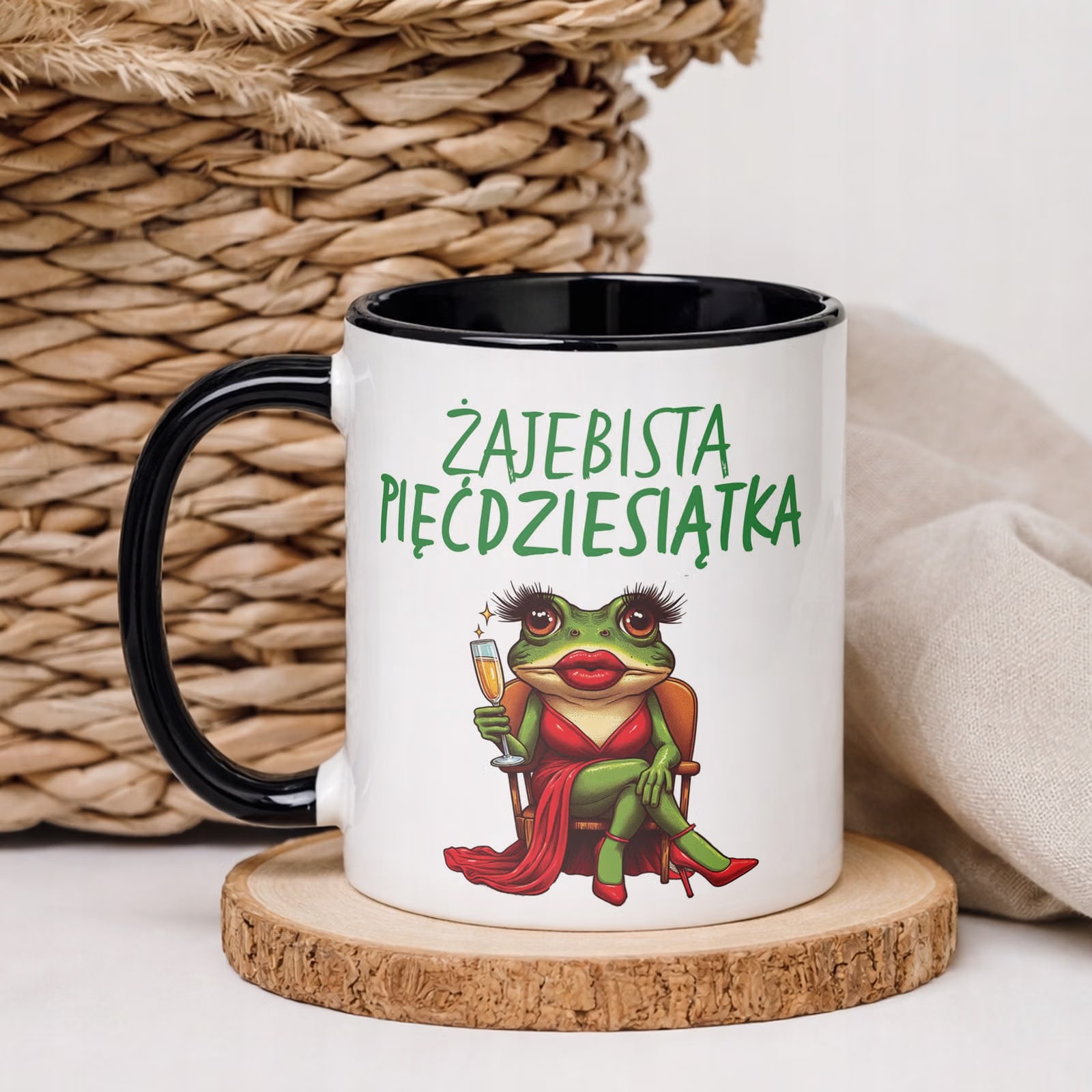 Kubek Czarny Żajebista 50 Dla Kobiety Na Urodziny Prezent