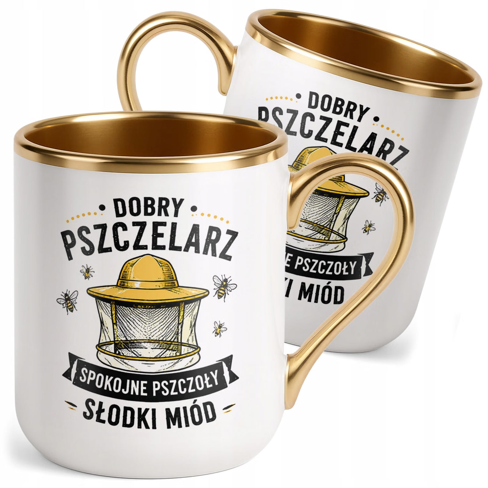 Kubek z nadrukiem Premium Złoty Dla Pszczelarza Szef Pasieki Prezent