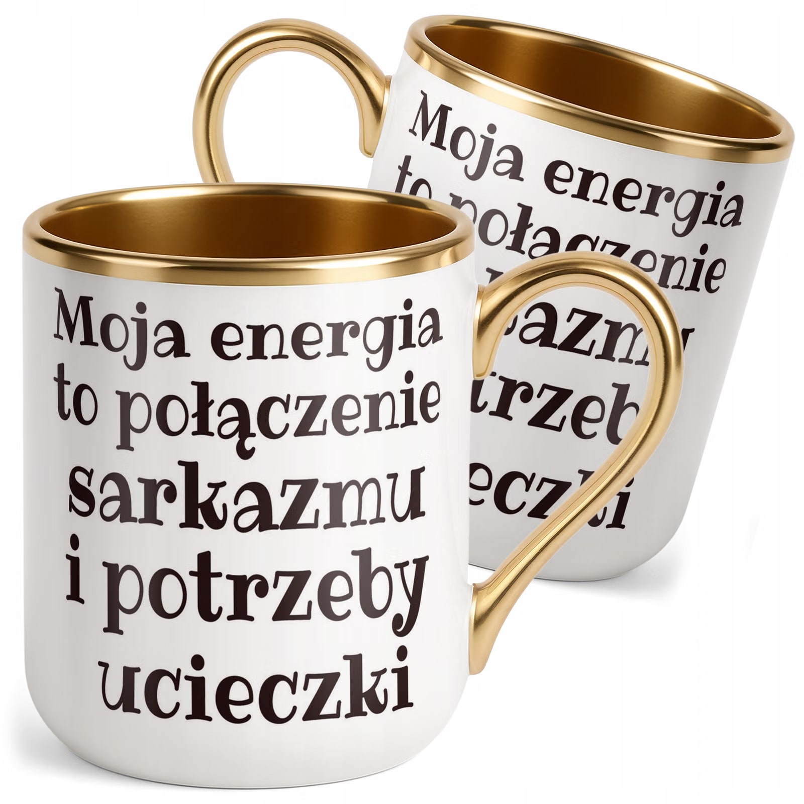 Kubek Premium Złoty Moja Energia To Połączenie Zabawny Prezent