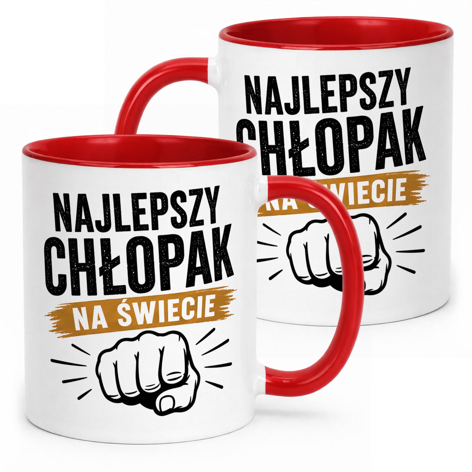 Czerwony Kubek z nadrukiem Dzień Chłopaka Mężczyzny Upominek Prezent