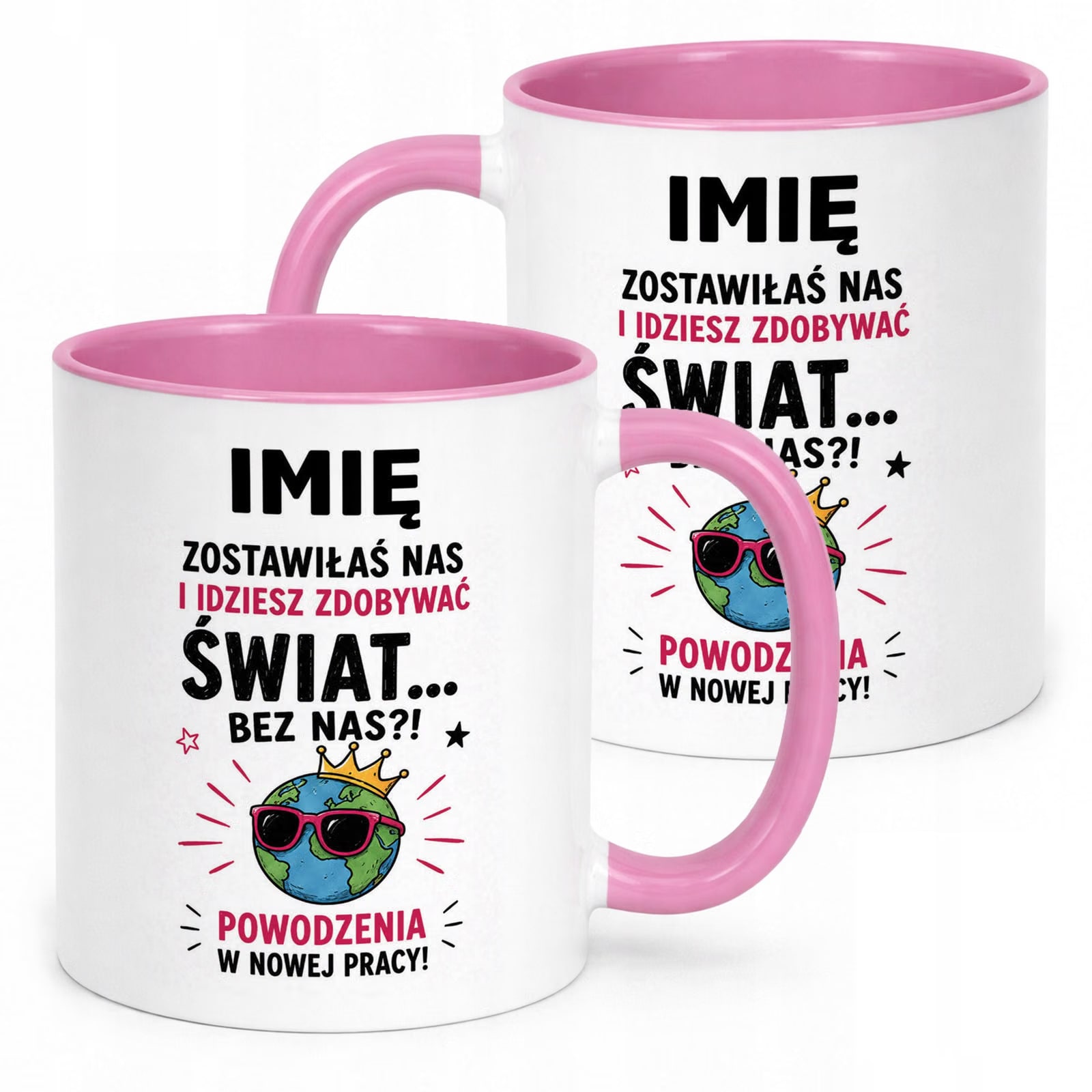 Kubek Różowy Personalizowany z Nadrukiem Pożegnanie Odejście z Pracy