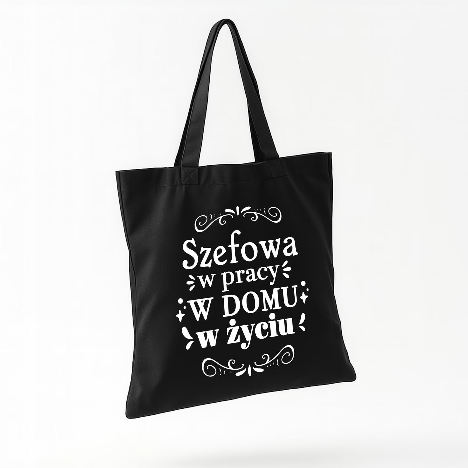 Torba bawełniana czarna na zakupy Dzień Kobiet Dla Kobiety Prezent