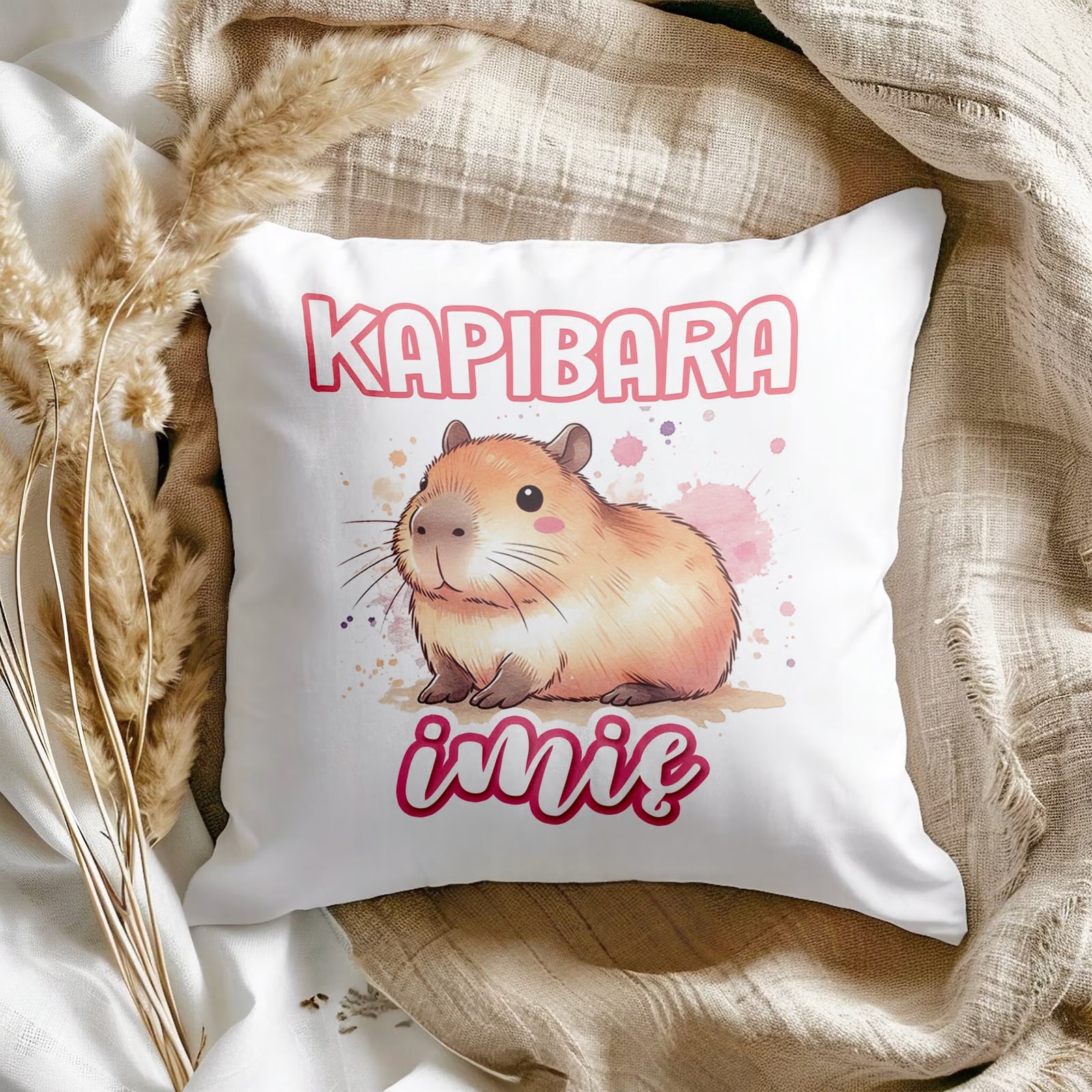 Poduszka 38x38cm Personalizowana Kapibara Capybara Zwierzak Dla Dzieci