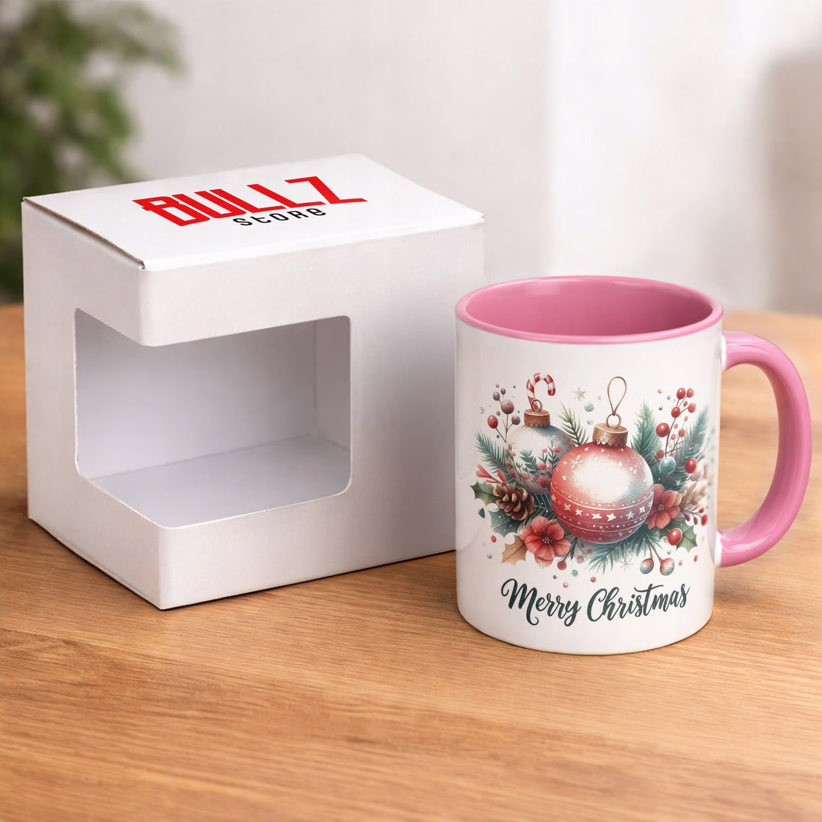 Kubek Różowy z Nadrukiem Boże Narodzenie Mikołajki Merry Christmas Prezent