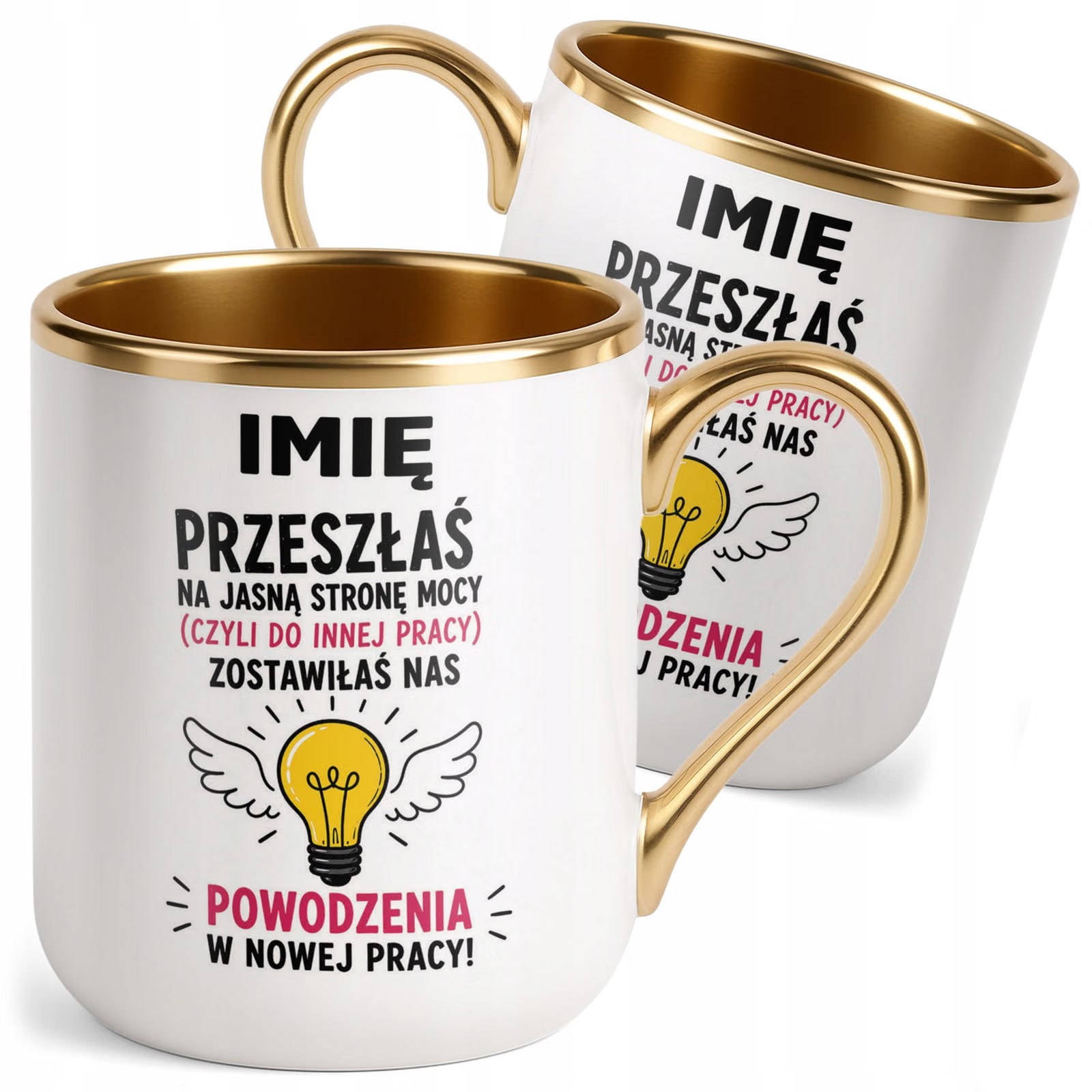 Kubek Personalizowany z nadrukiem Premium Złoty Odejście z Pracy