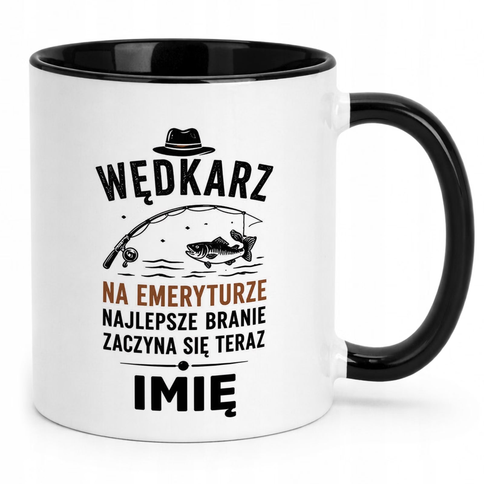 Kubek Czarny Personalizowany z Nadrukiem Emerytura Dla Emeryta Prezent