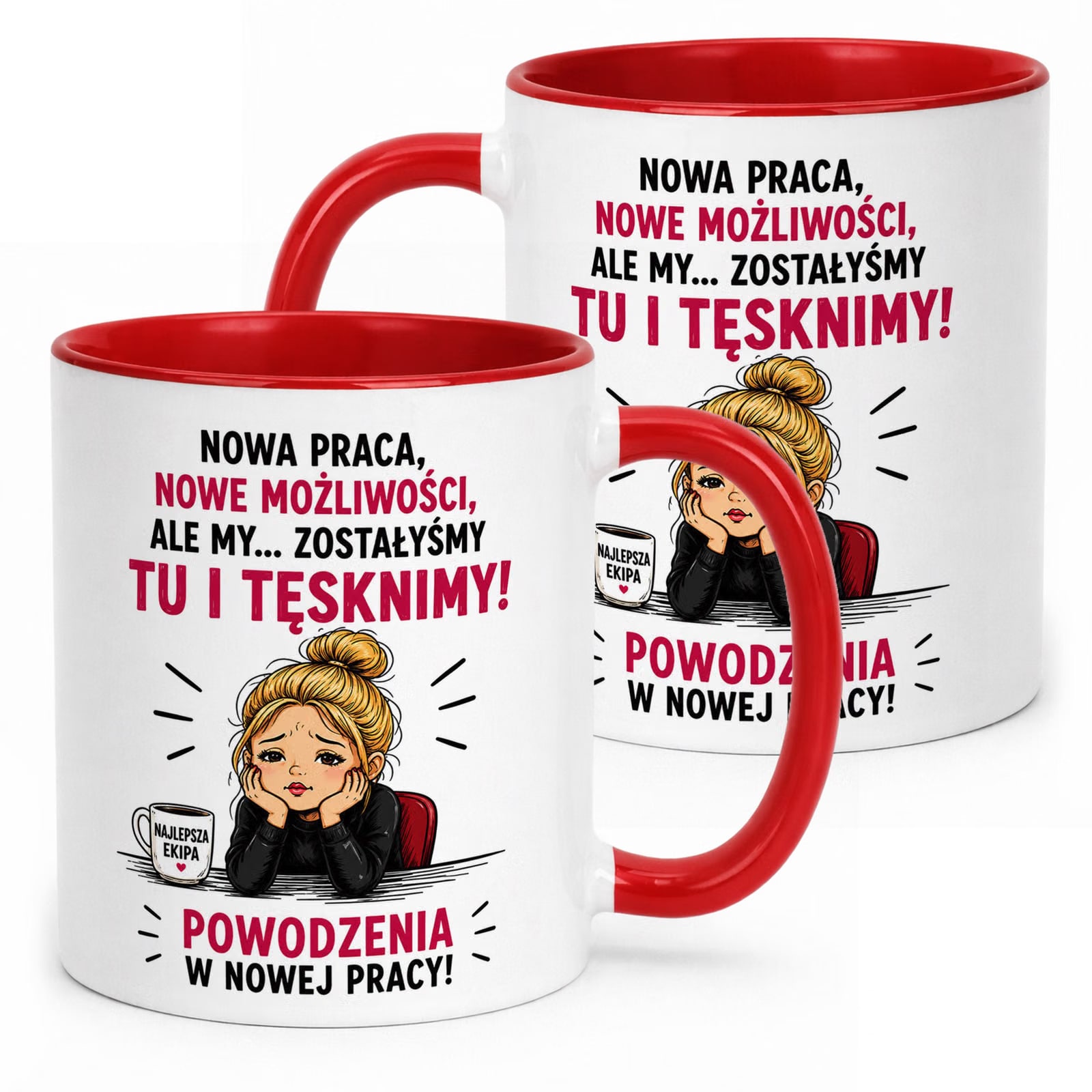 Kubek Czerwony z nadrukiem Pożegnanie Odejście z Pracy Dla Koleżanki