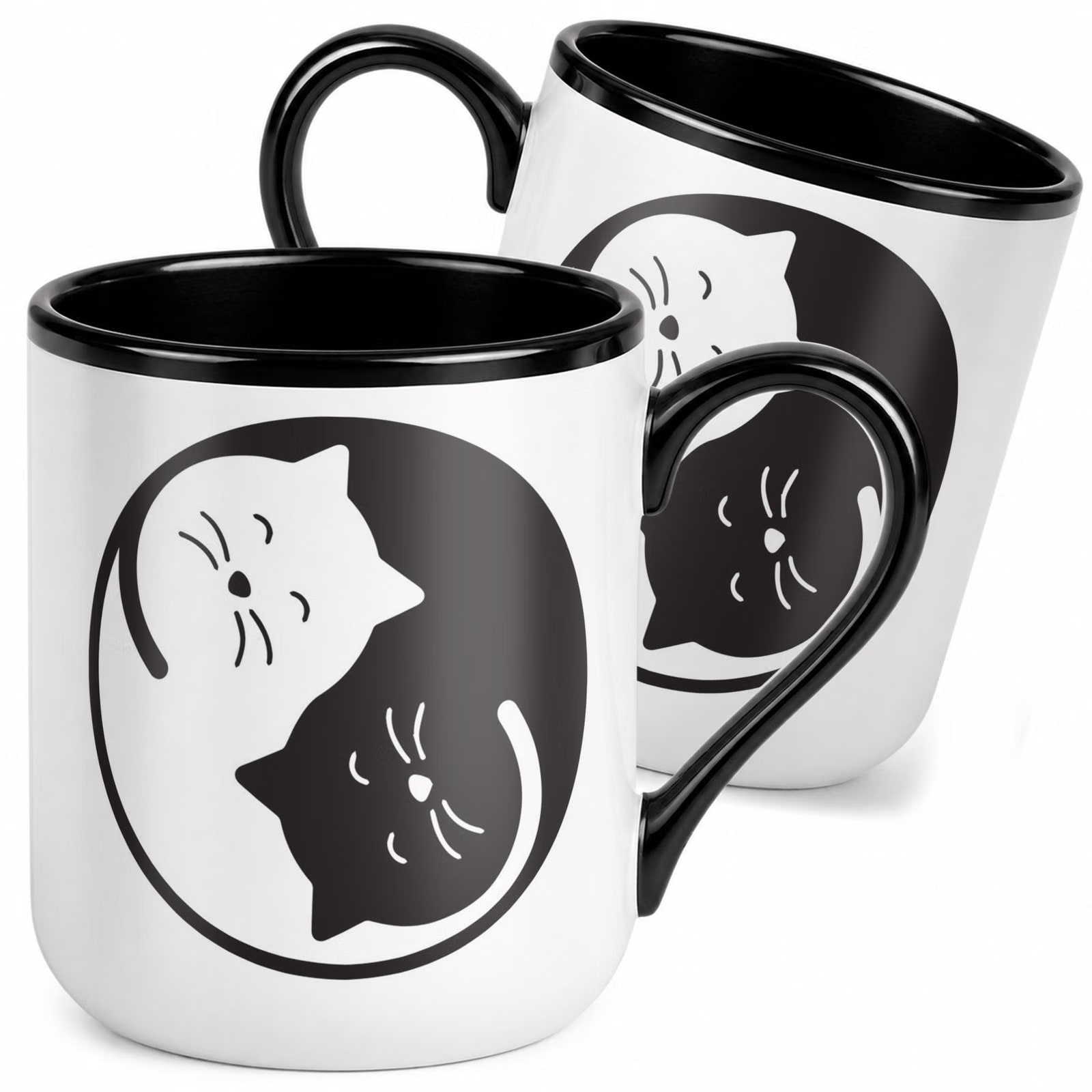 Kubek z nadrukiem Premium Czarny Kot Yin Yang Upominek Prezent