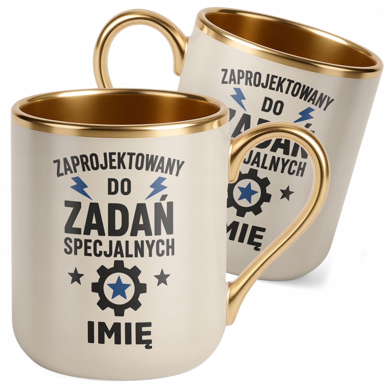 Kubek personalizowany z nadrukiem Premium Złoty Ecru Dzień Chłopaka
