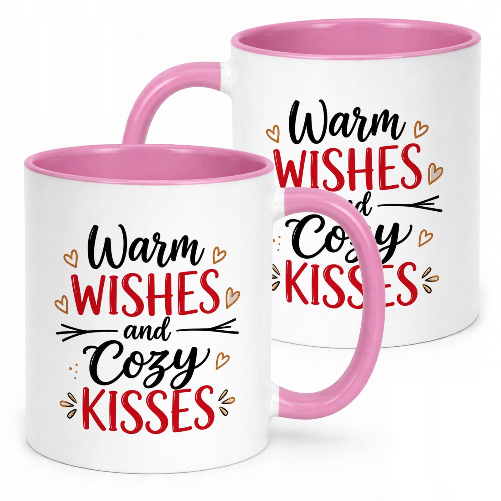 Kubek Różowy z Nadrukiem Boże Narodzenie Święta Warm Wishes Prezent