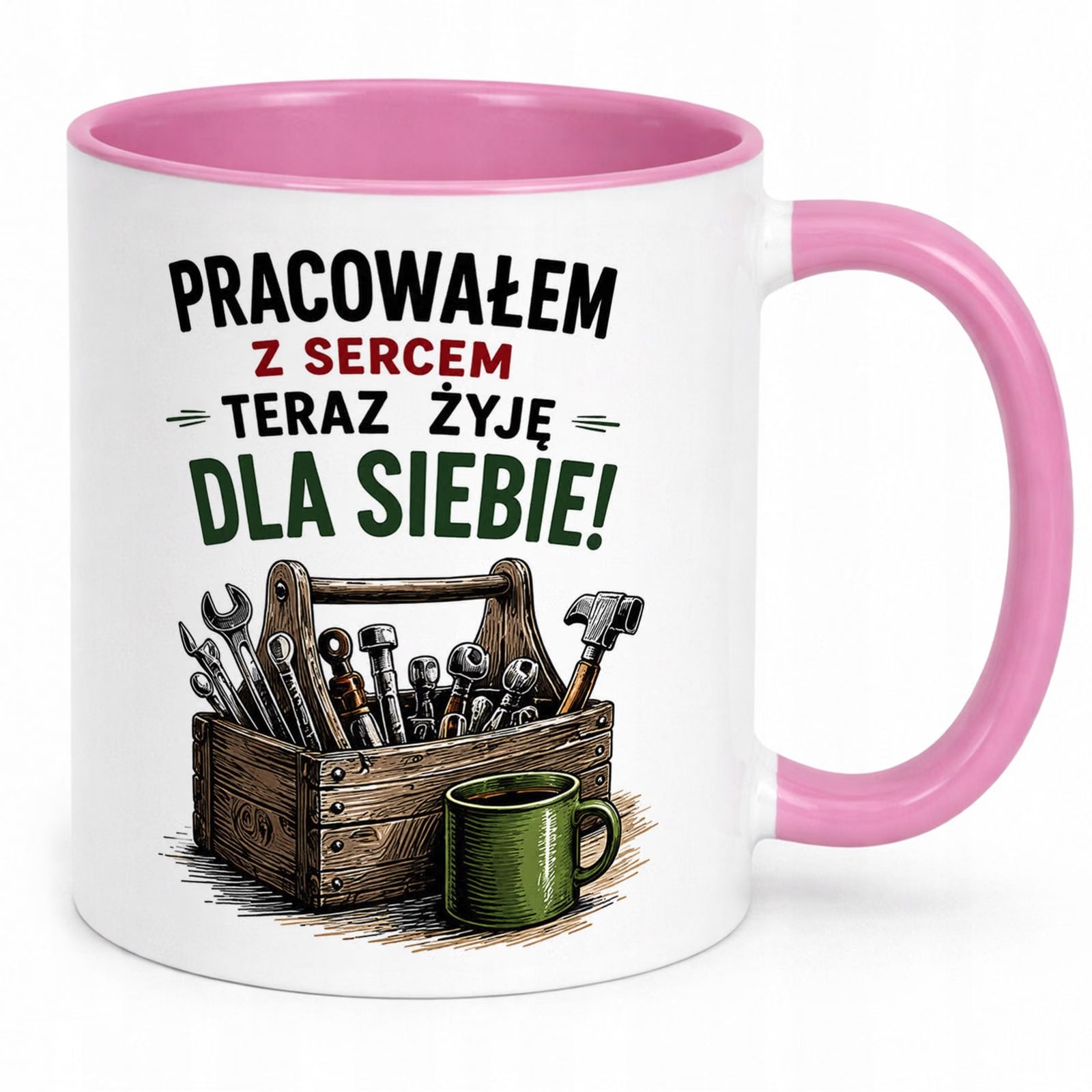 Kubek Różowy z nadrukiem Emerytura Dla Emeryta Upominek Prezent