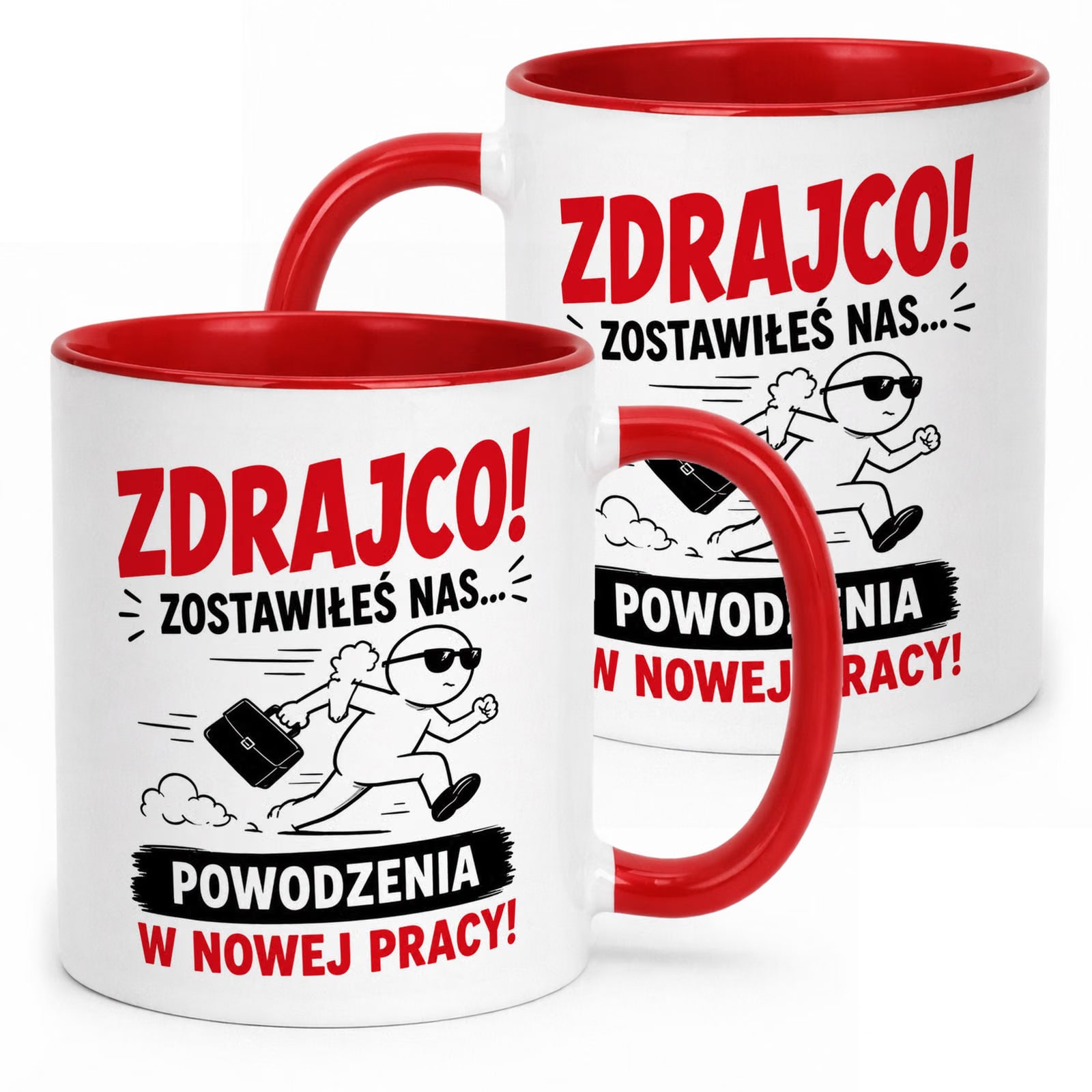Kubek Czerwony z nadrukiem Pożegnanie Odejście z Pracy Dla Kolegi Prezent