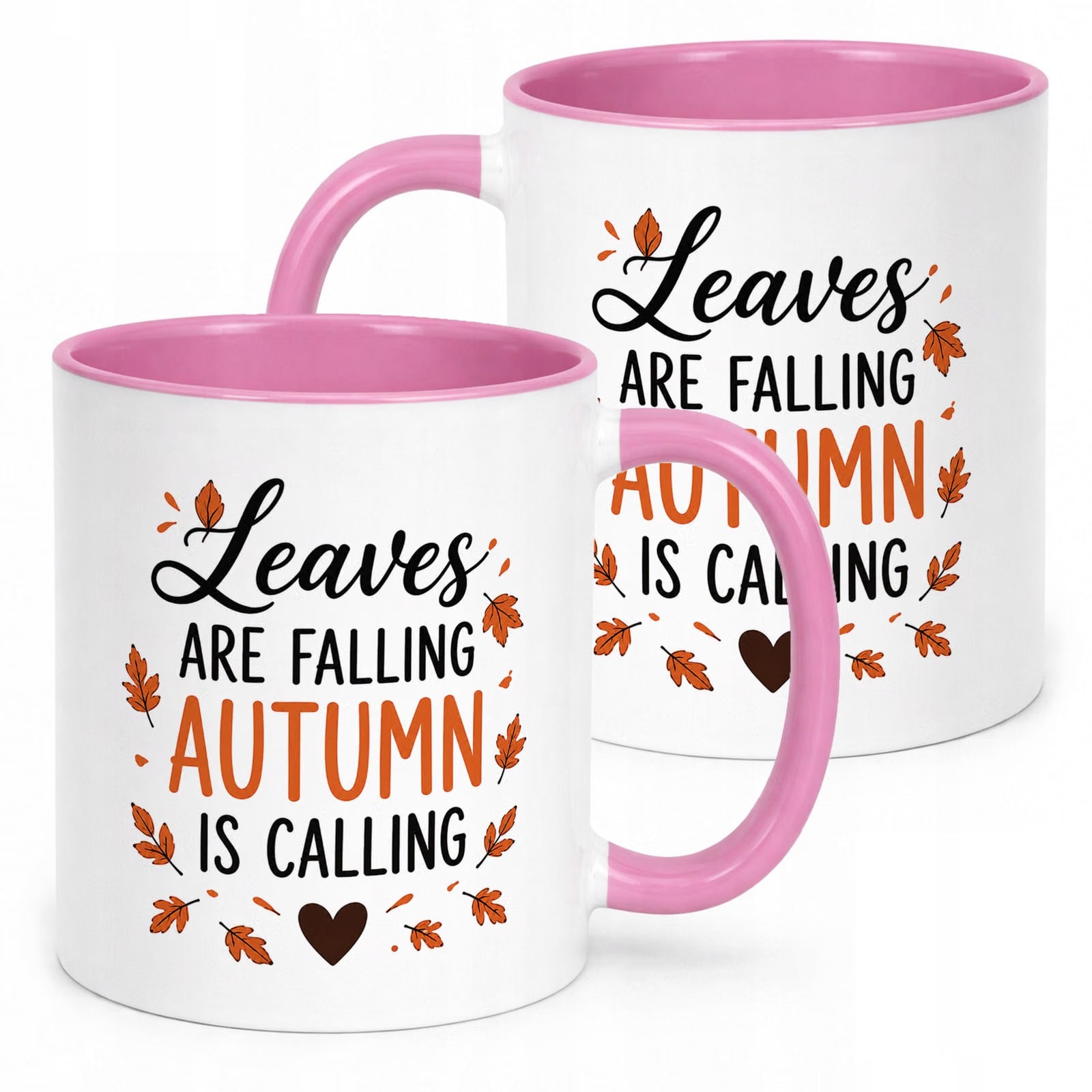 Różowy Kubek z nadrukiem Jesienny Jesień Autumn is calling Prezent