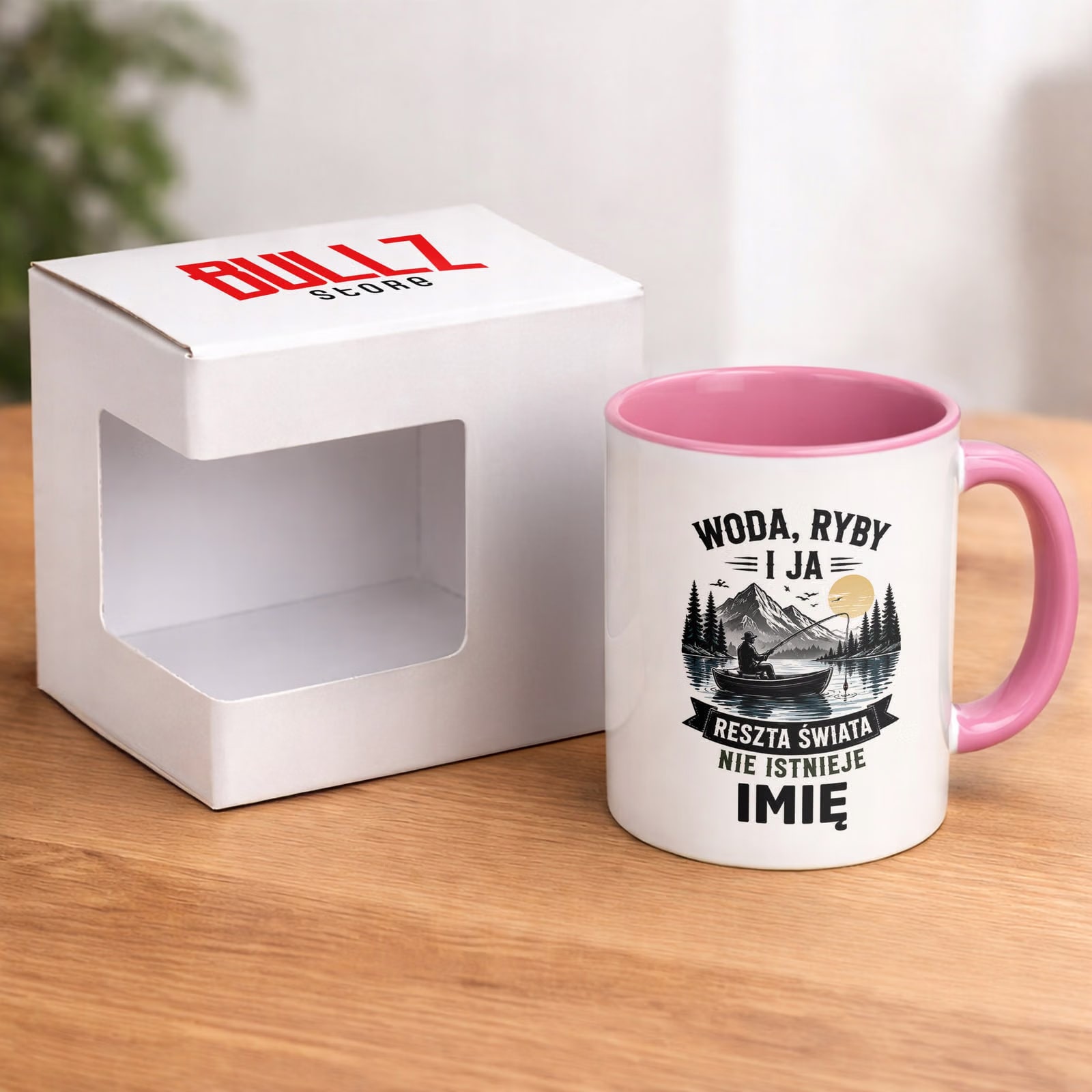 Różowy Kubek Personalizowany z nadrukiem Dla Wędkarza Upominek Prezent