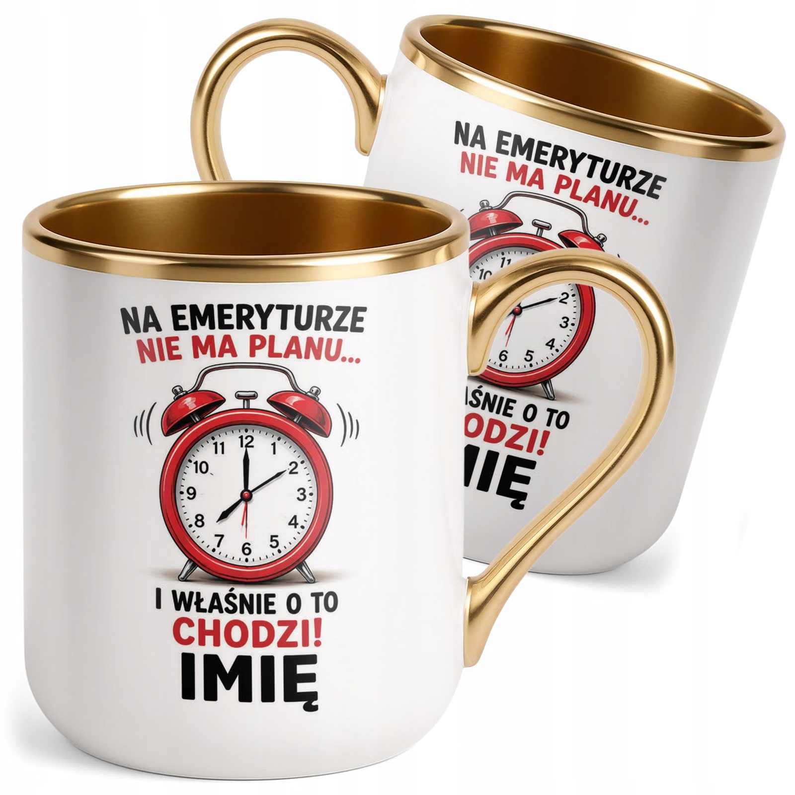 Kubek Personalizowany z nadrukiem Premium Złoty Emerytura Prezent