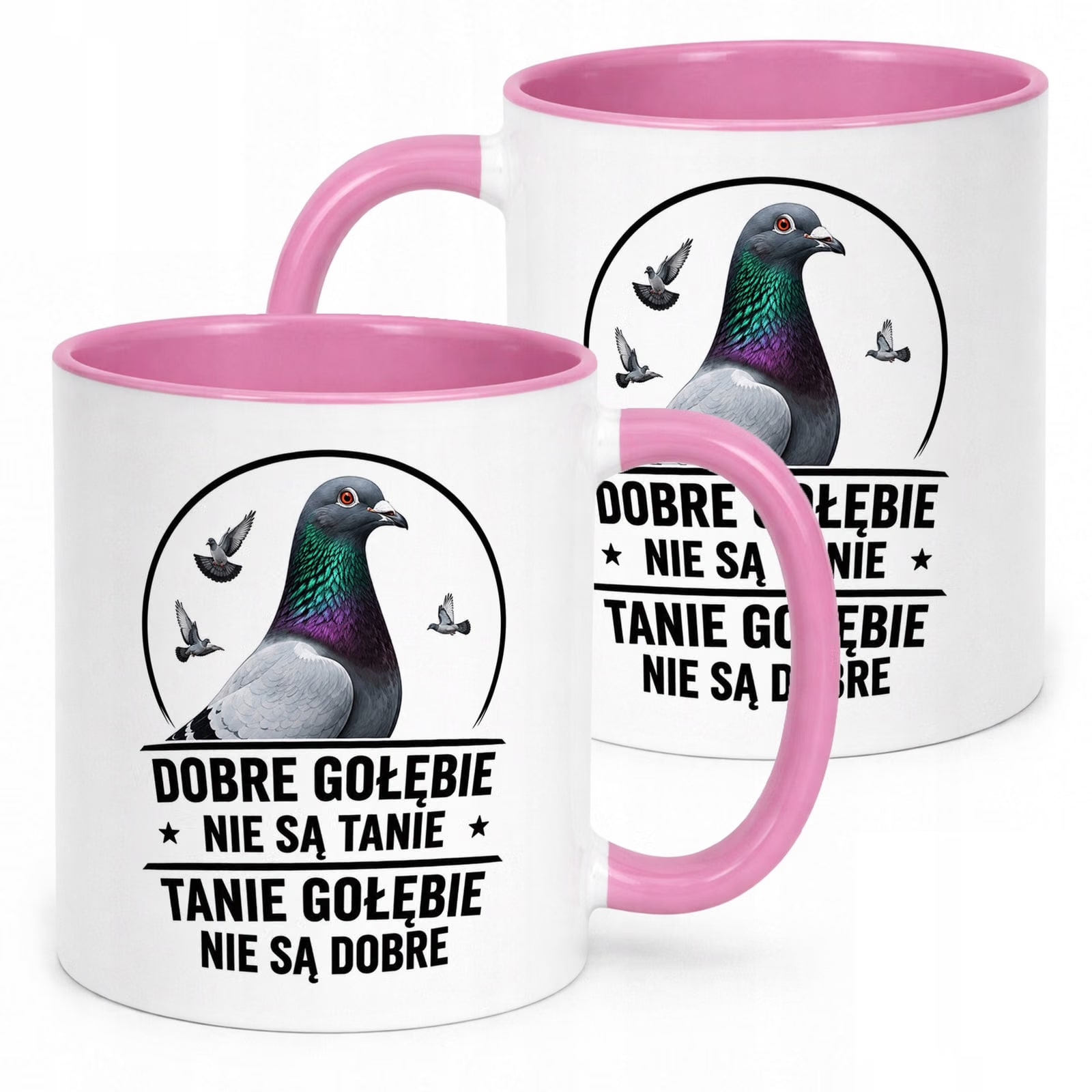 Różowy Kubek z nadrukiem Dla Gołębiarza Hodowcy Gołębi Upominek Prezent
