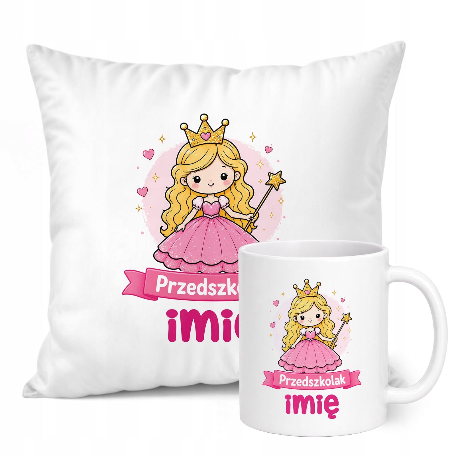 Zestaw Personalizowany Kubek Biały Poduszka Przedszkolak
