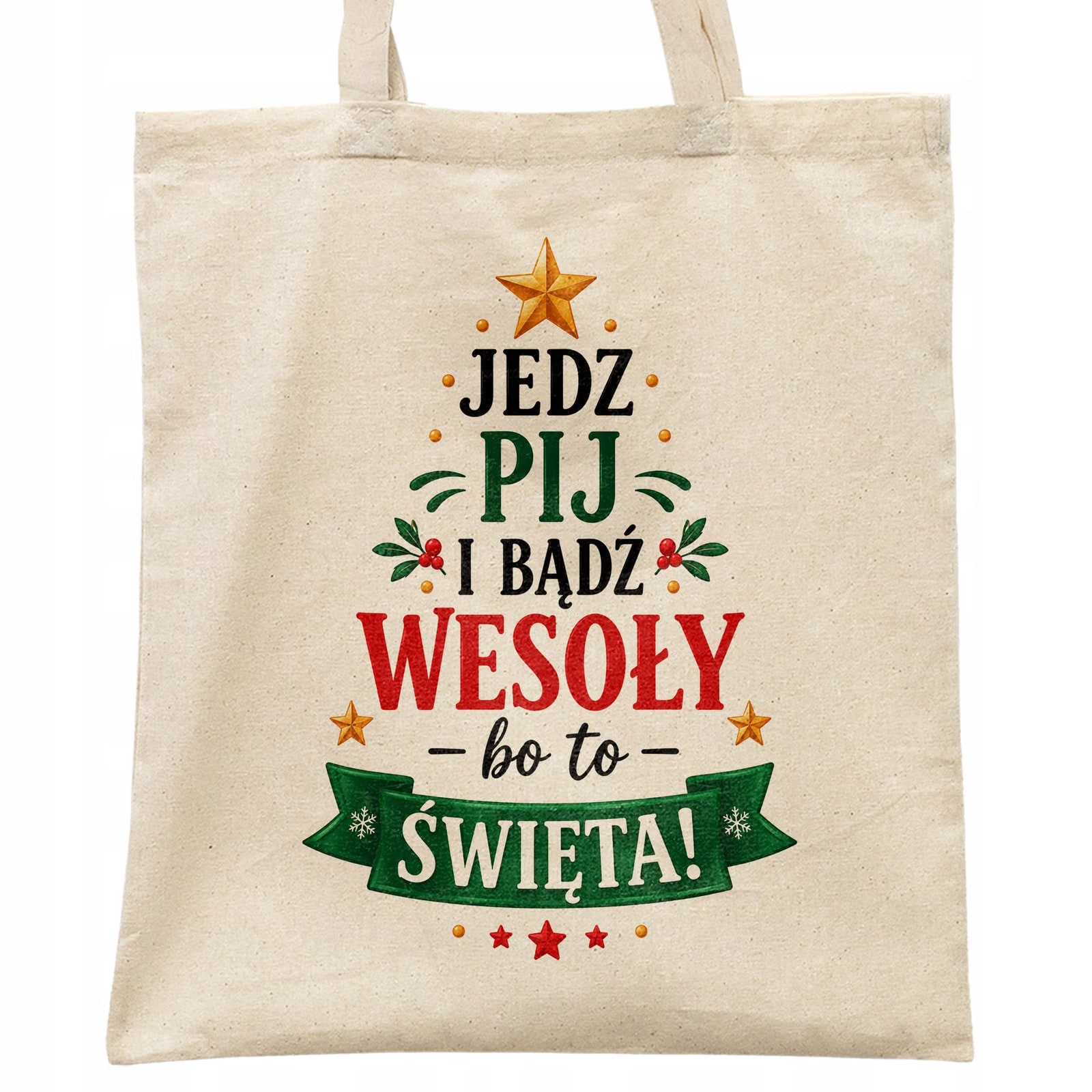 Torba shopper bawełniana święta boże narodzenie z nadrukiem prezent