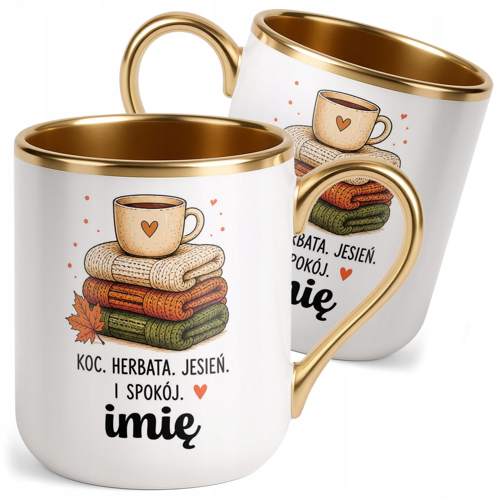 Kubek Personalizowany z nadrukiem Premium Złoty Jesienny Jesień