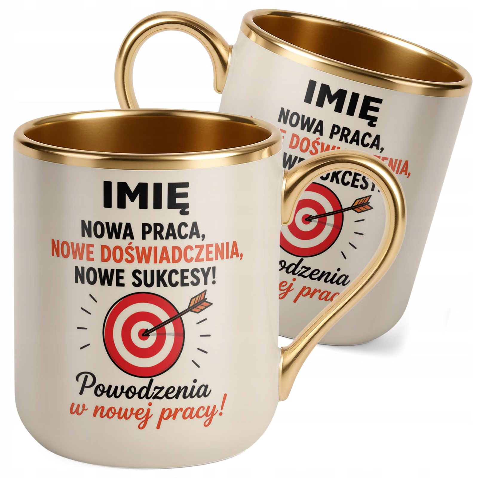 Kubek Personalizowany z nadrukiem Premium Złoty Ecru Odejście z Pracy