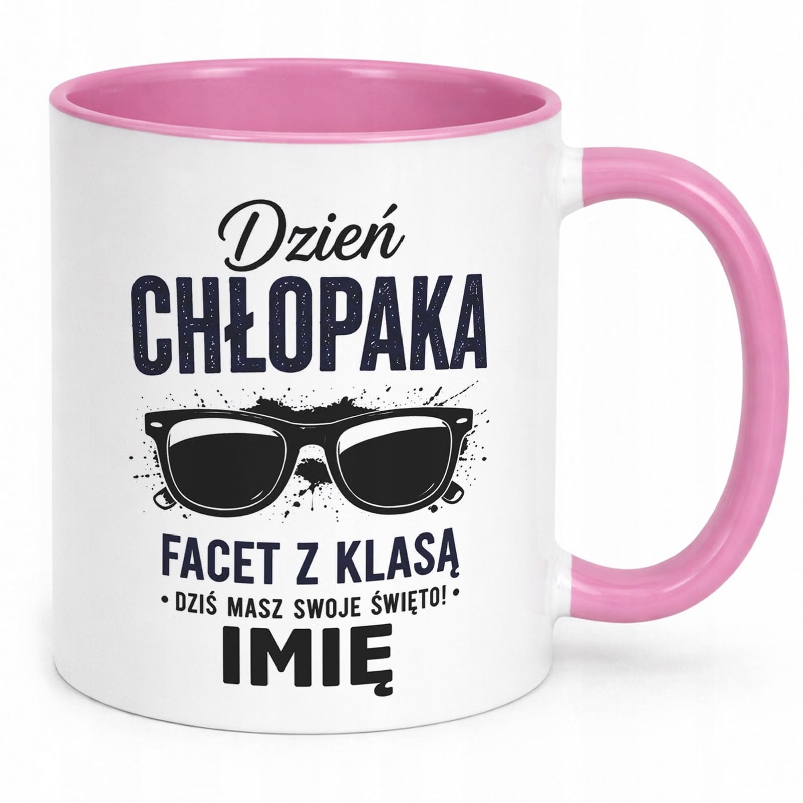 Różowy Kubek personalizowany z nadrukiem Dzień Chłopaka Mężczyzny Prezent