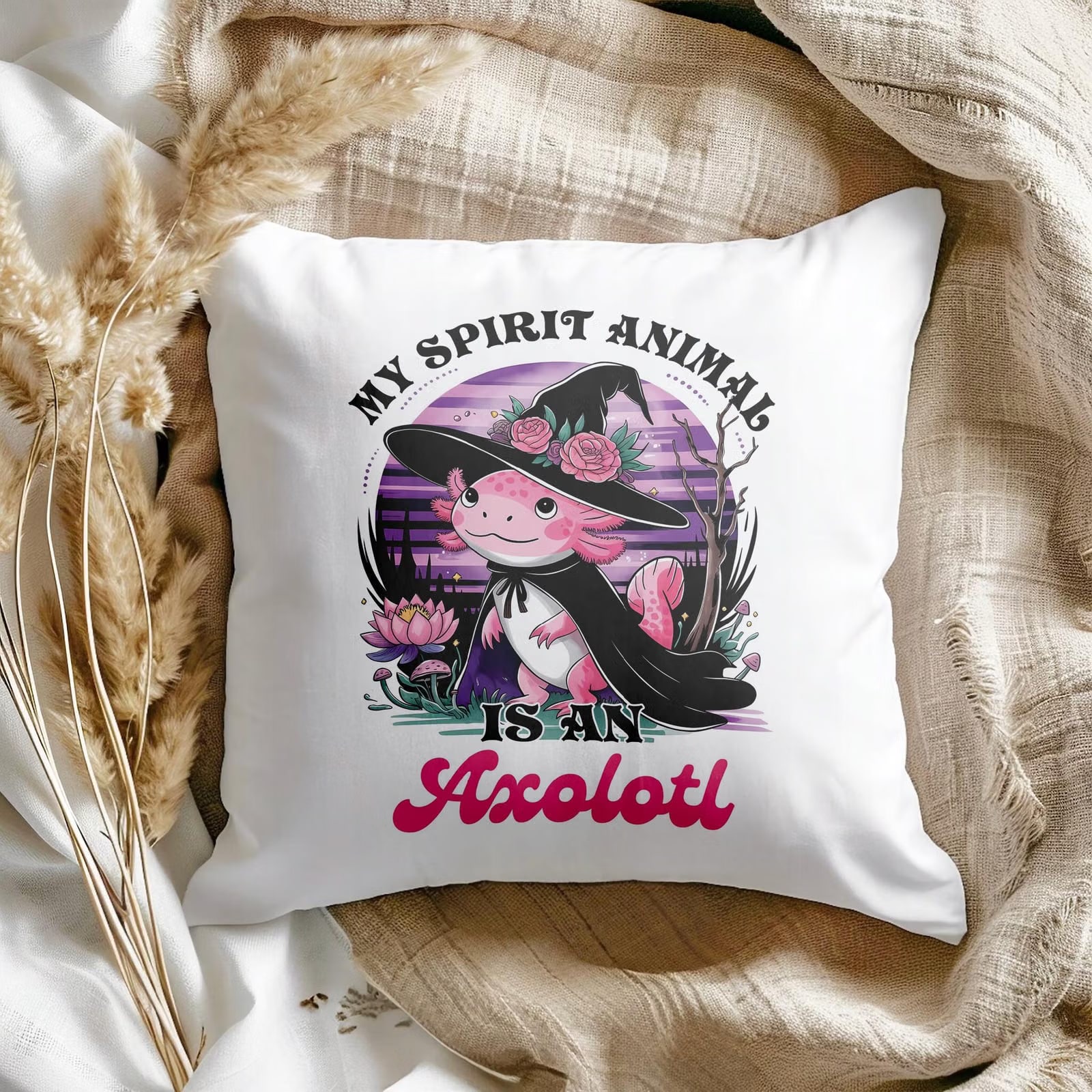 Miękka poduszka z grafiką Aksolotl Axolotl Różowy Zwierzak Viral Trend OK