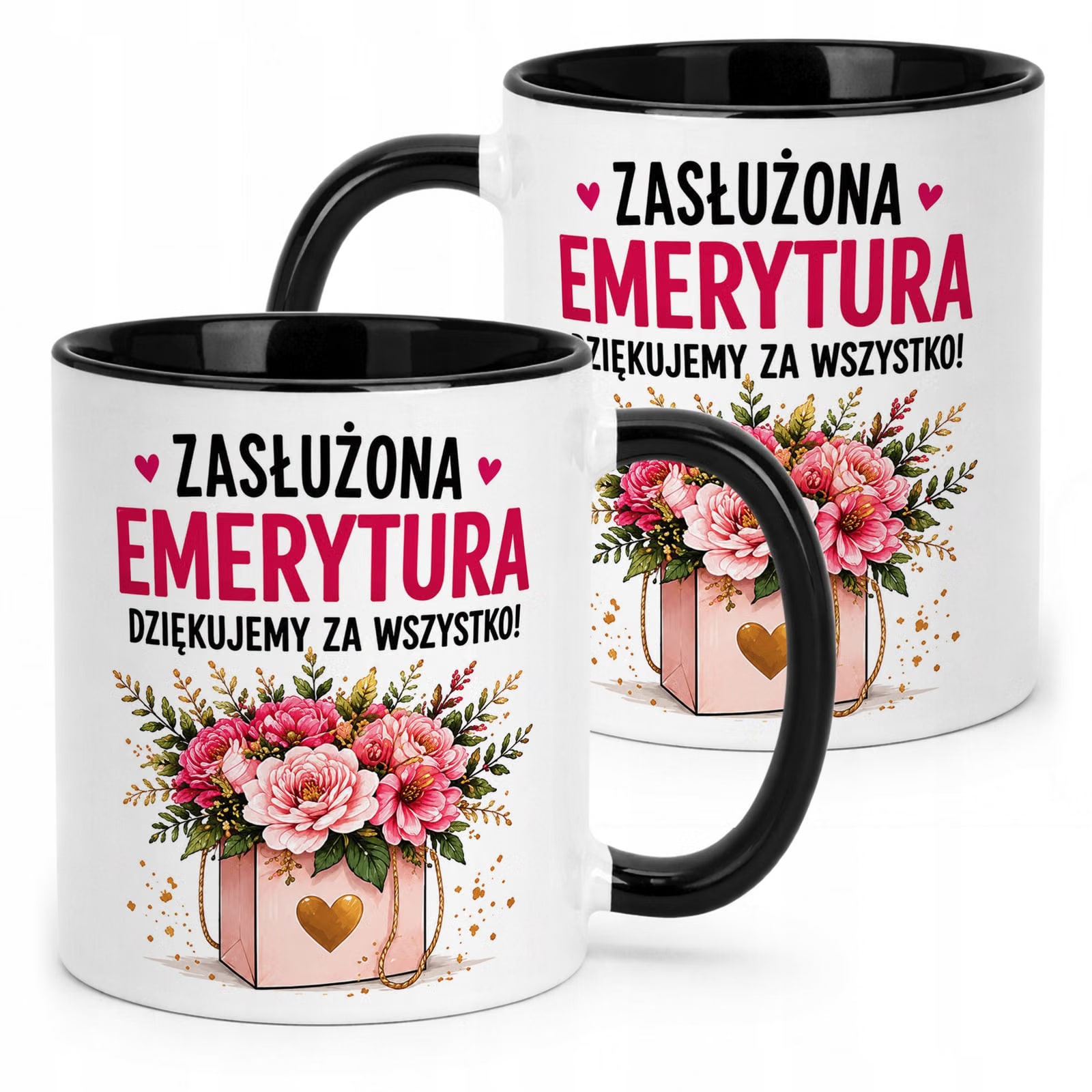 Kubek Czarny z nadrukiem Emerytura Dla Emerytki Upominek Prezent
