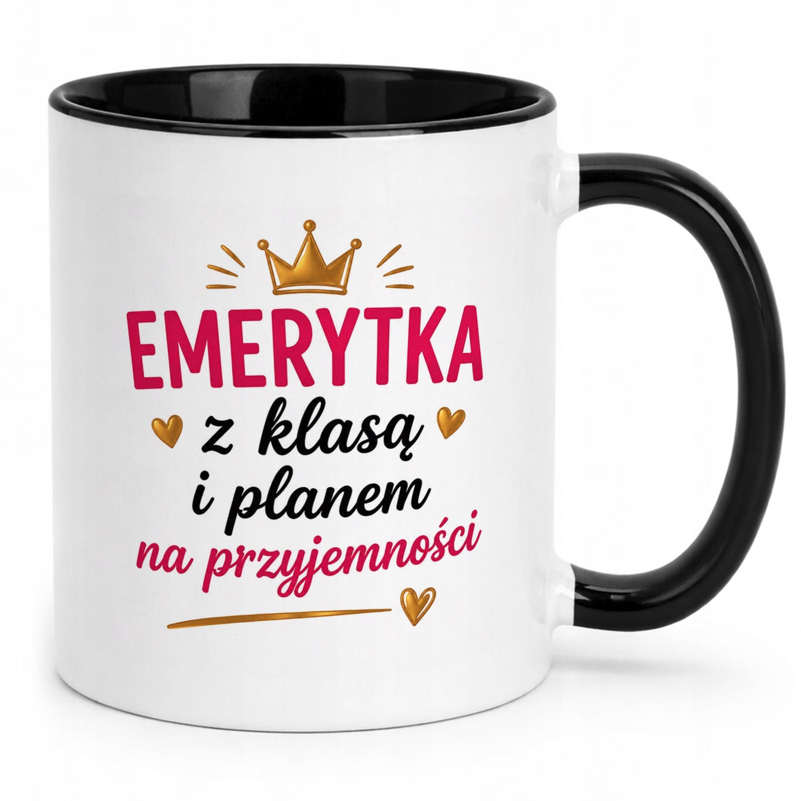 Kubek Czarny z nadrukiem Emerytura Dla Emerytki Upominek Prezent