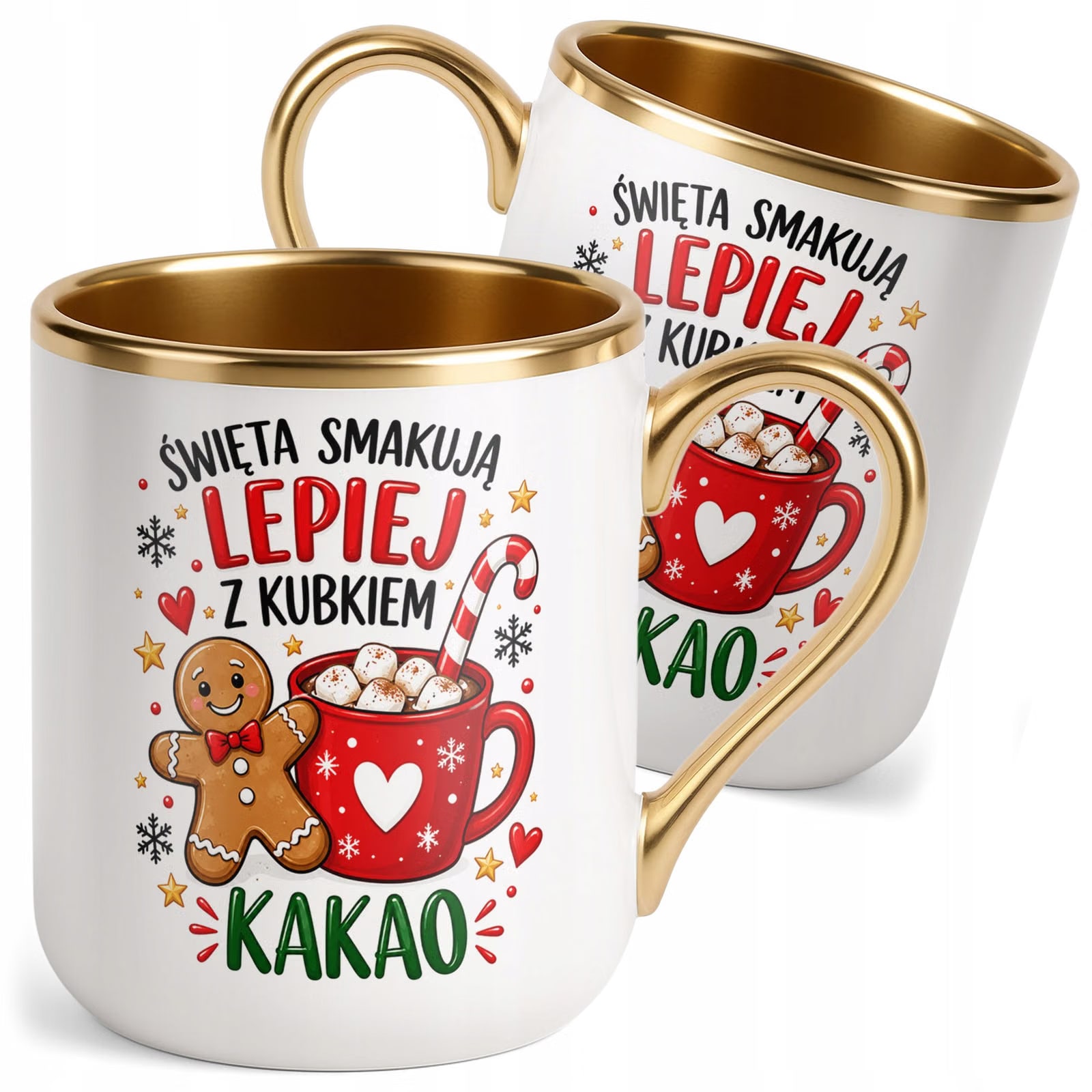 Kubek Premium Złoty Boże Narodzenie Mikołajki Święta Piernik Prezent
