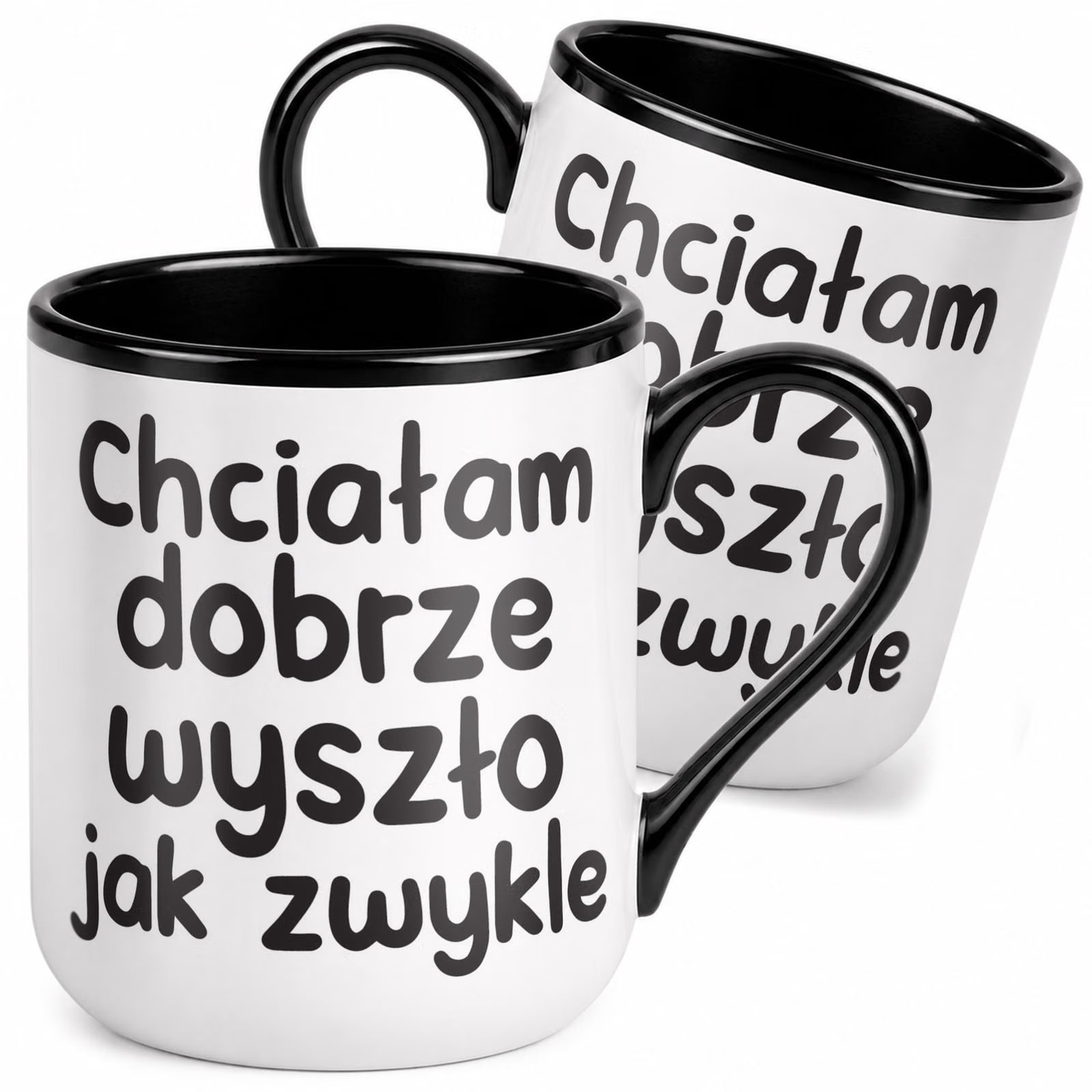 Kubek z nadrukiem Premium Czarny Chciałam Dobrze Upominek Prezent