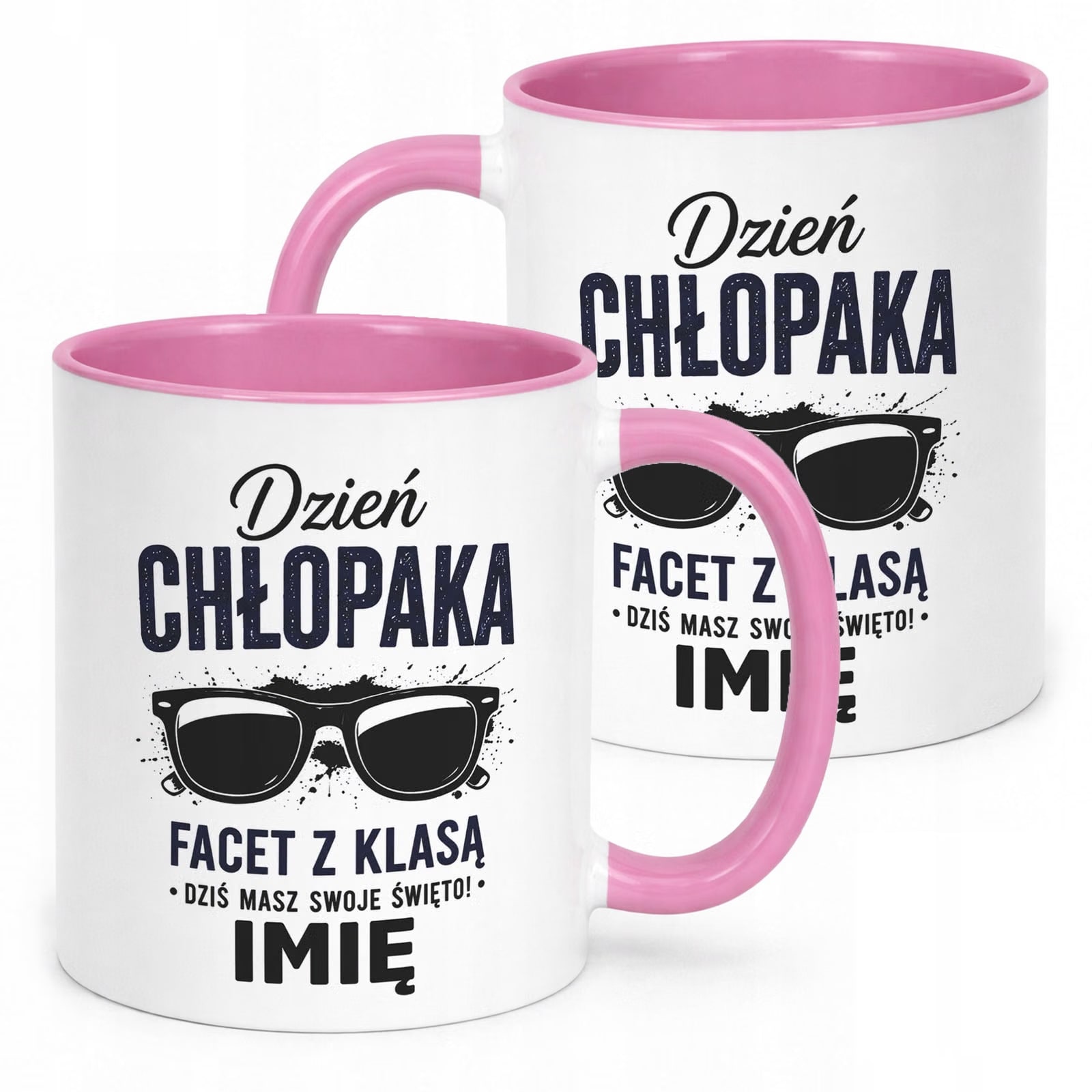 Różowy Kubek personalizowany z nadrukiem Dzień Chłopaka Mężczyzny Prezent