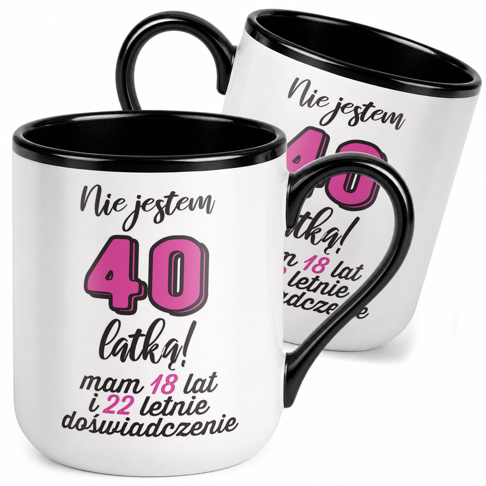 Kubek z nadrukiem Premium Czarny Na 40 Urodziny Upominek Prezent