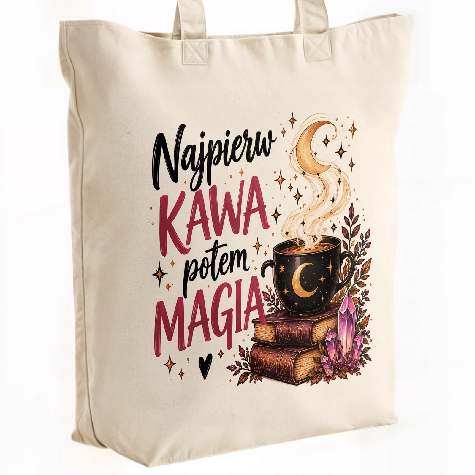 Torba shopper bawełniana premium czarownica kobieta na zakupy