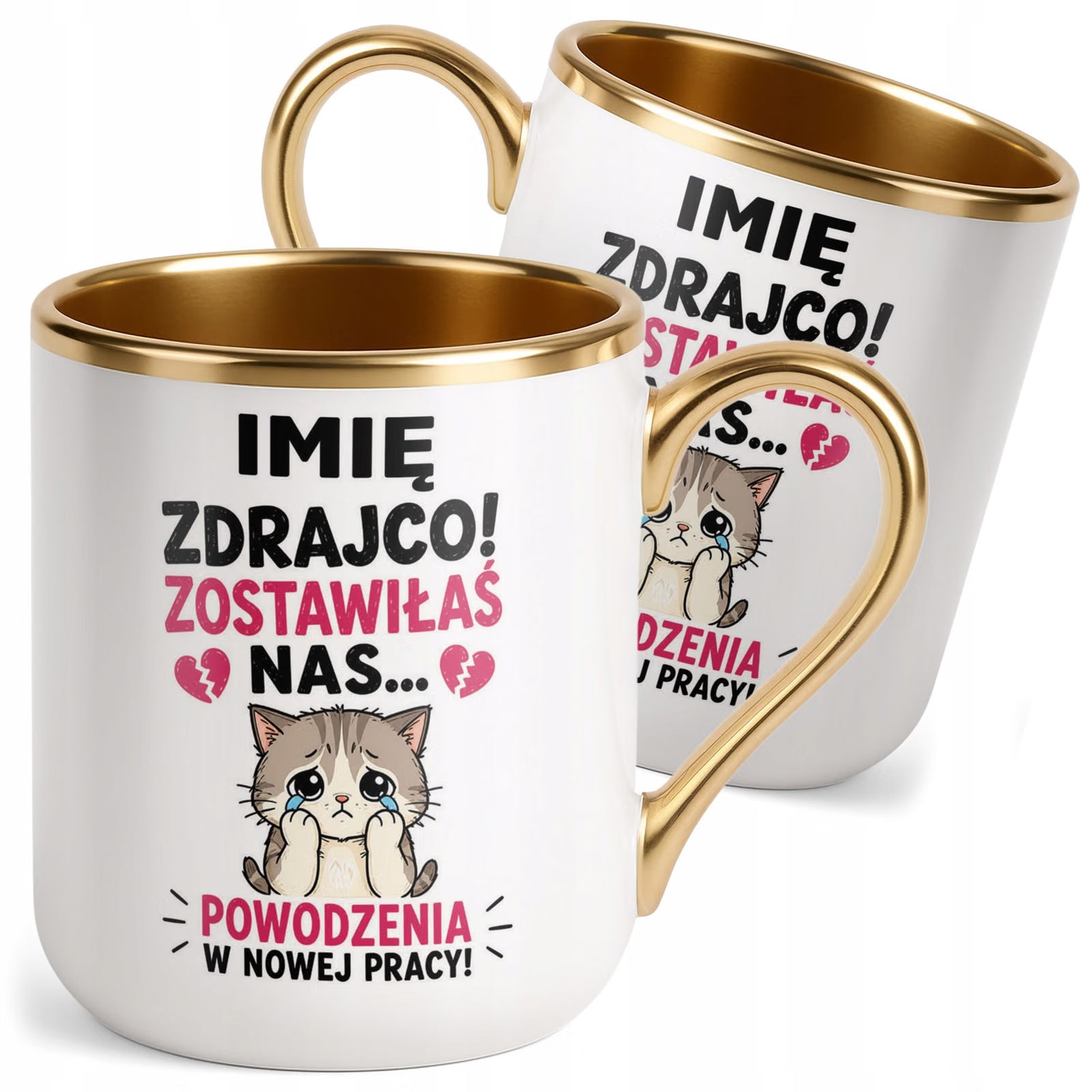 Kubek Personalizowany z nadrukiem Premium Złoty Odejście z Pracy